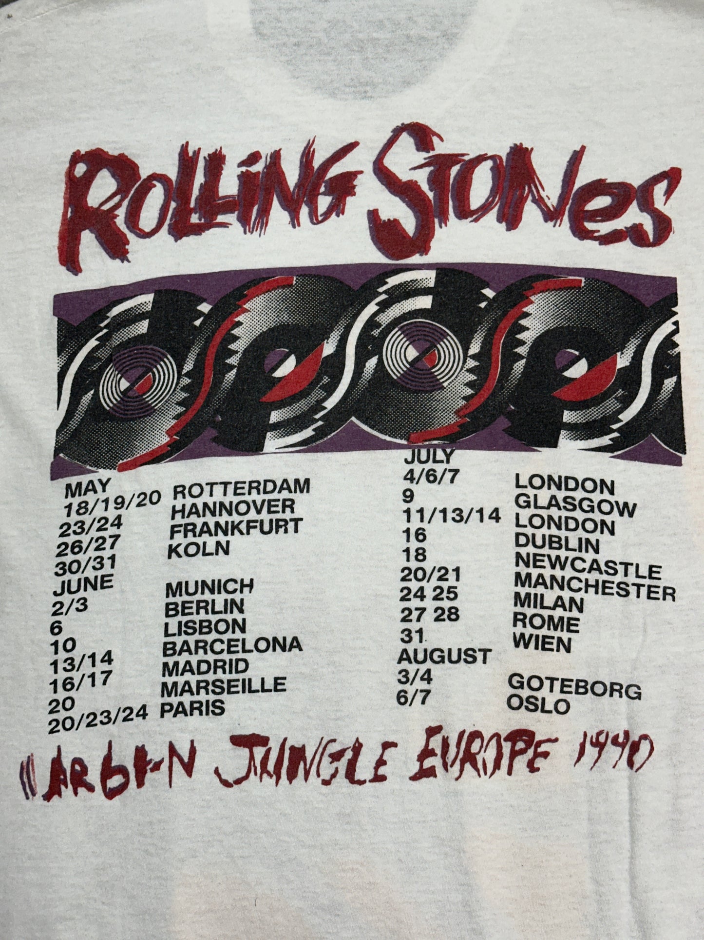 [L] 1990' Rolling Stones Urban Jungle Euro Tour Tee