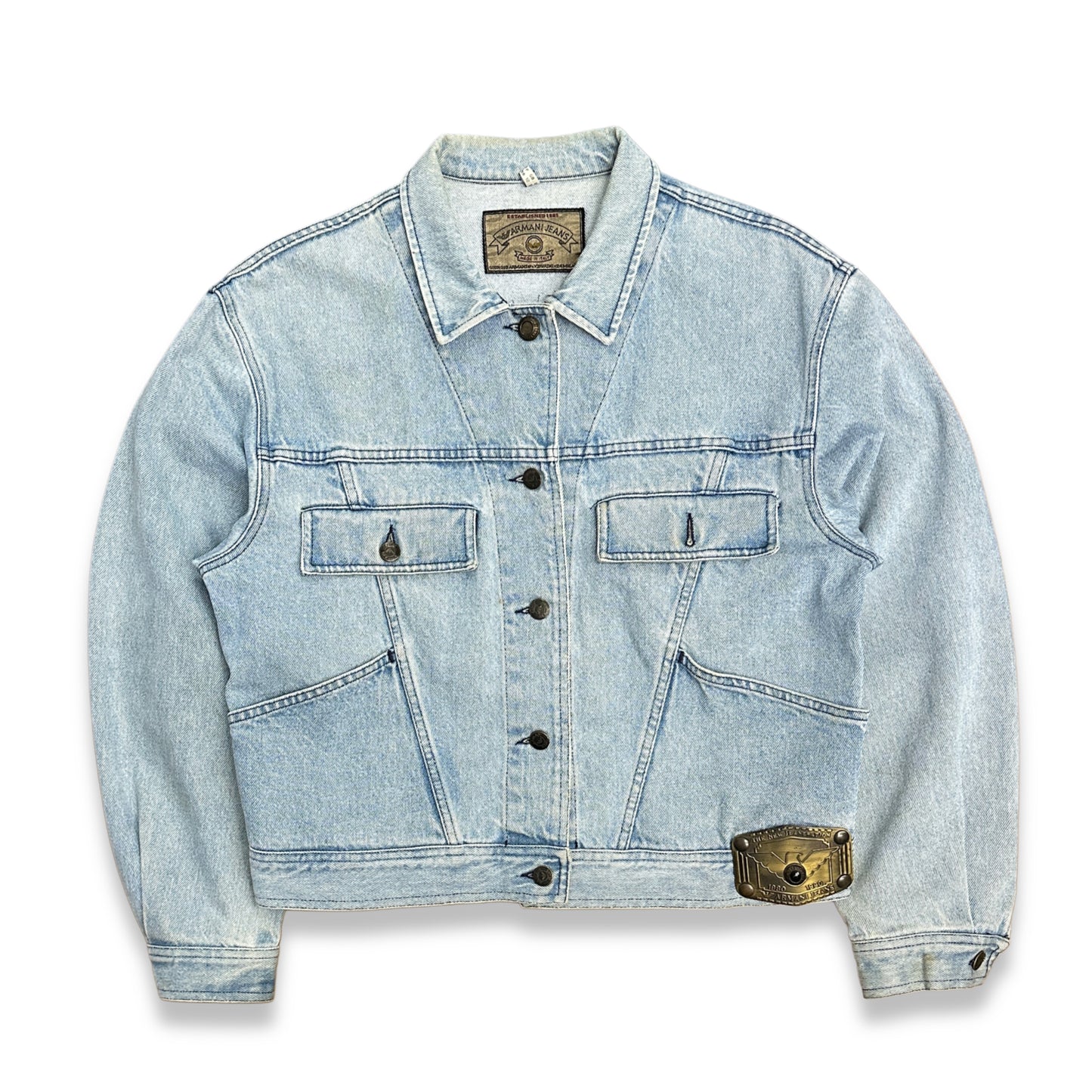 [M] 80s Armani Jeans Denim Trucker Jacket