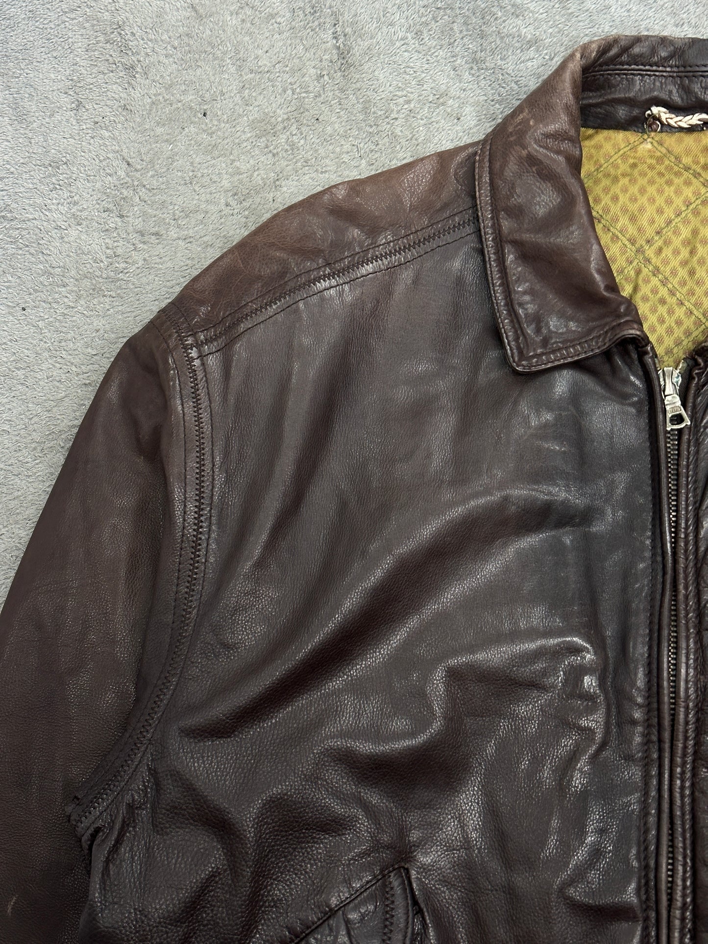[XL] 80s HUGO BOSS Leather Bomber Jacket