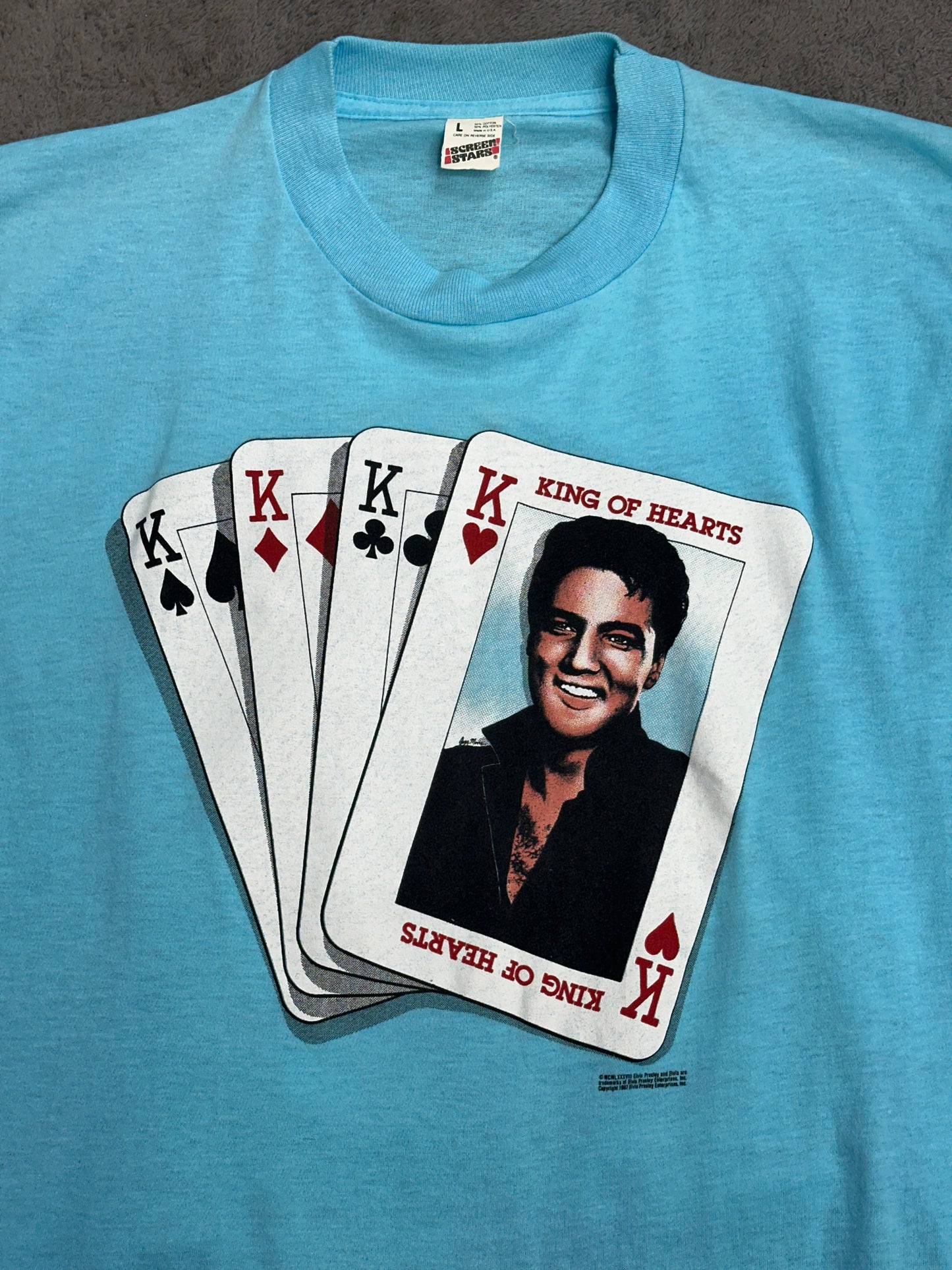 [L] late 80s Elvis Presley 'King of Hearts' Tee