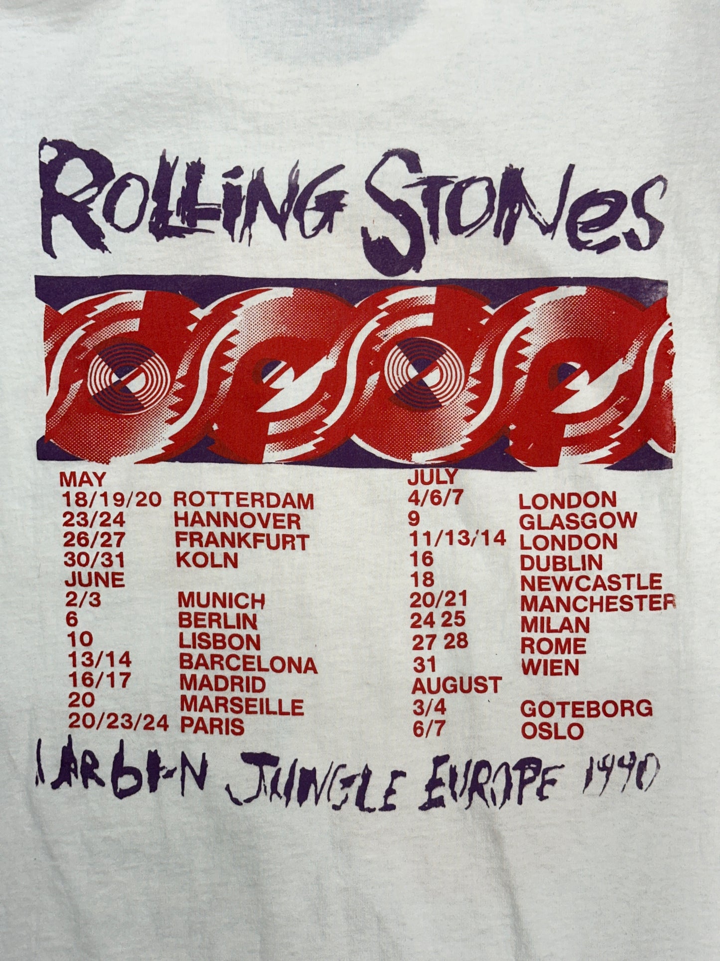 [L] 1990' Rolling Stones Urban Jungle Euro Tour Tee