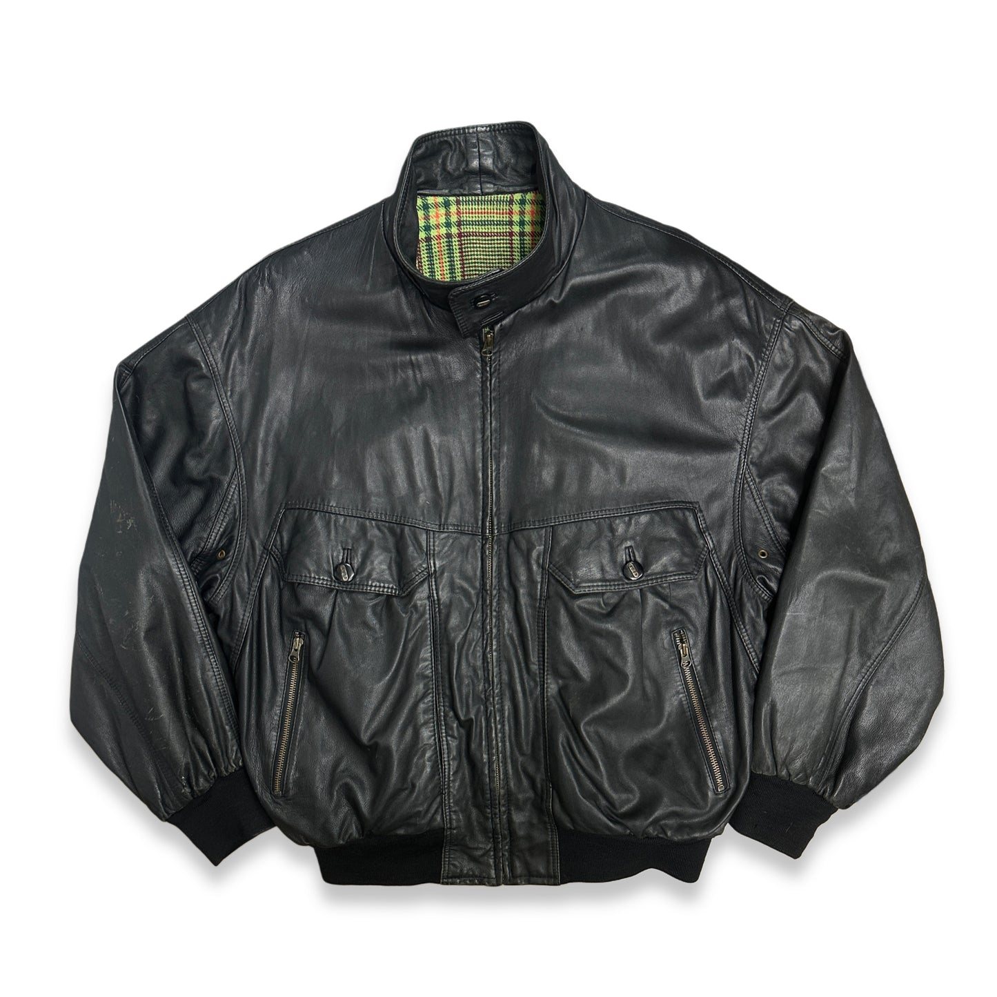 [XL] 80s HUGO BOSS Leather Bomber Jacket