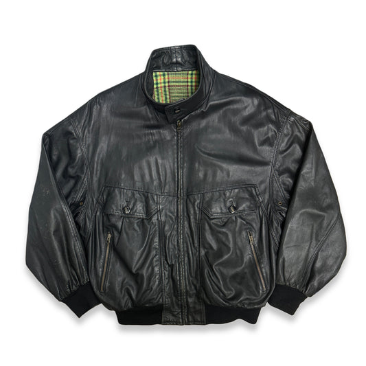 [XL] 80s HUGO BOSS Leather Bomber Jacket