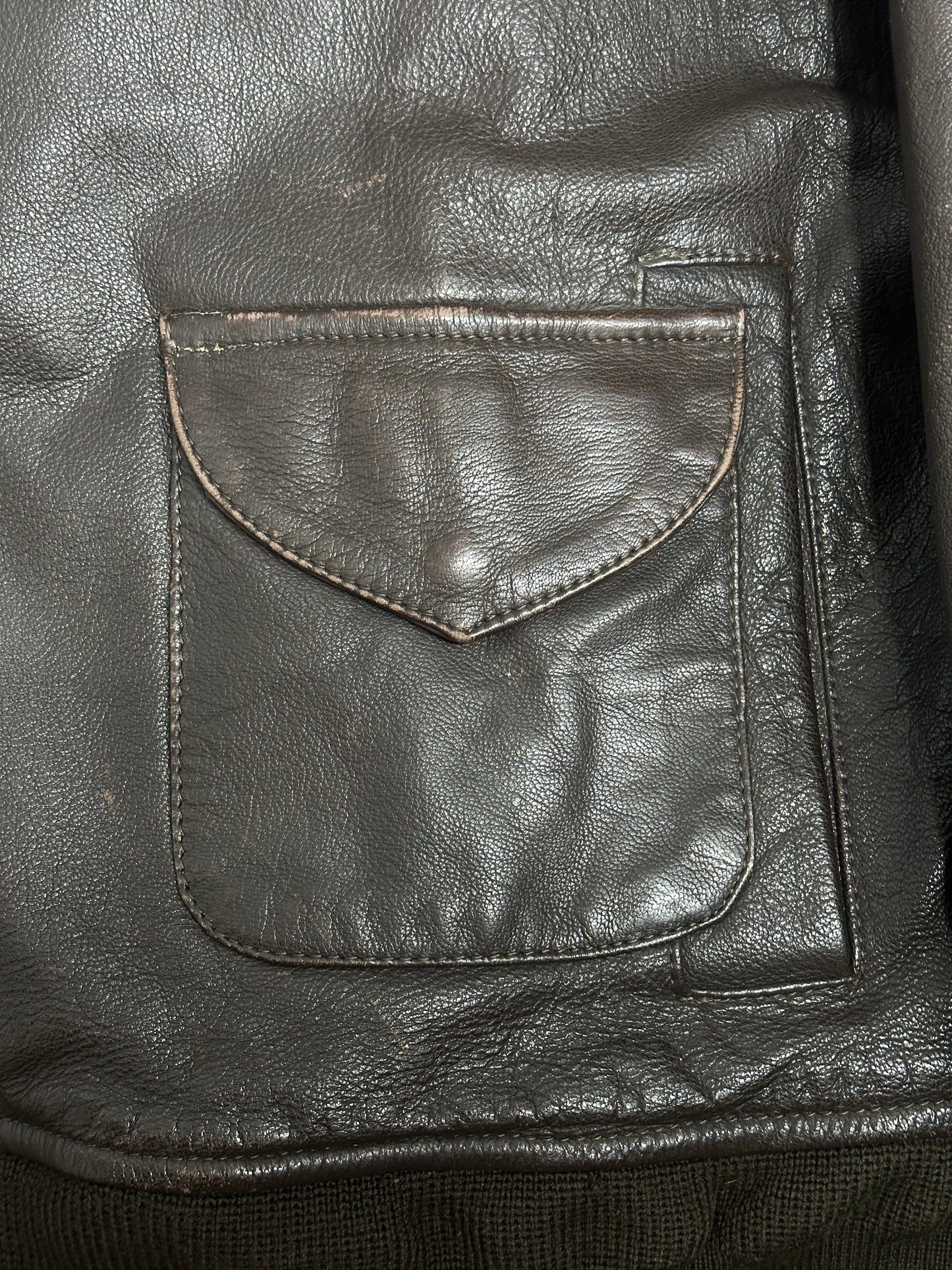 [44] 90s Nautica Brown Leather Bomber Jacket