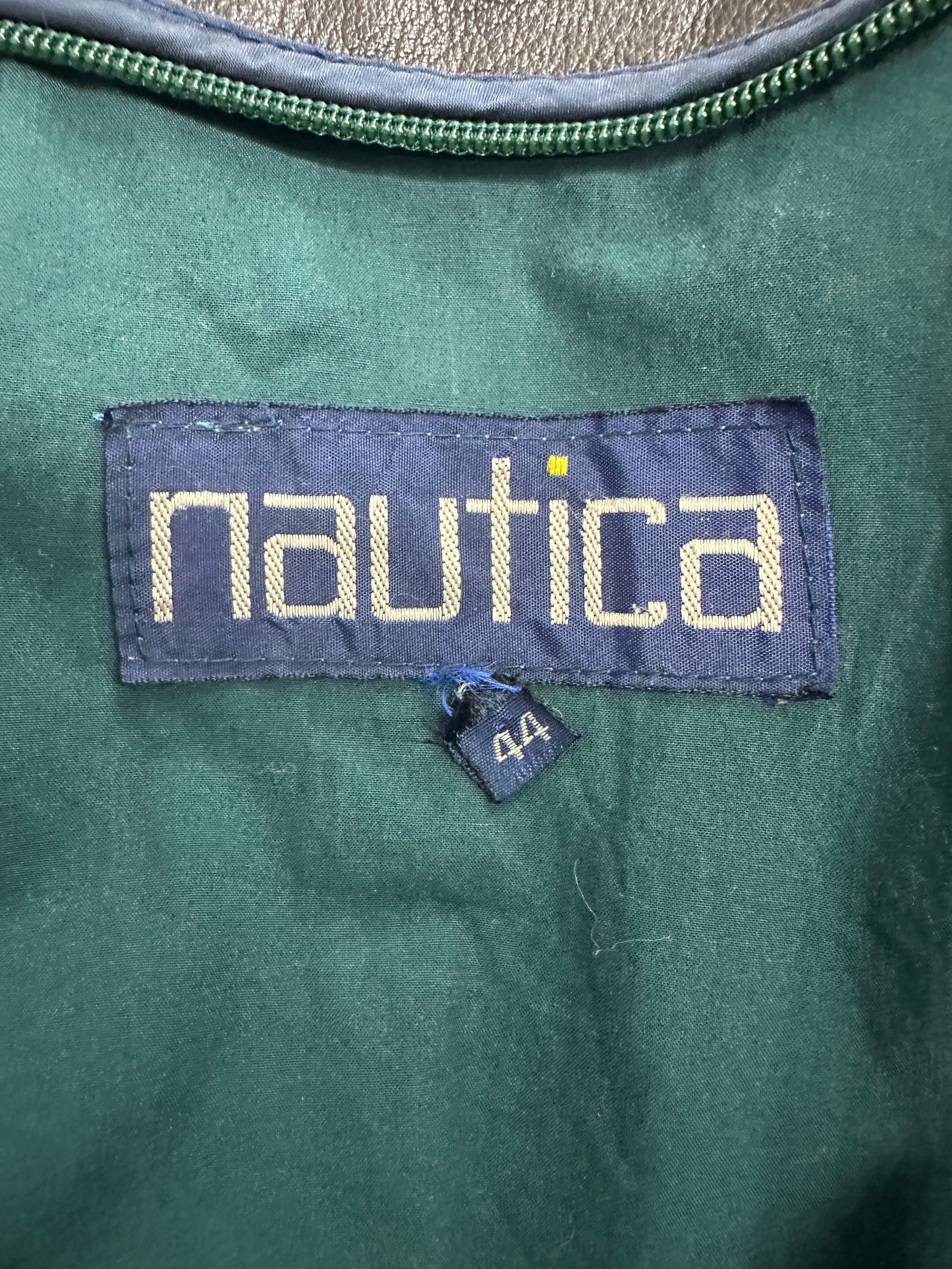 [44] 90s Nautica Brown Leather Bomber Jacket