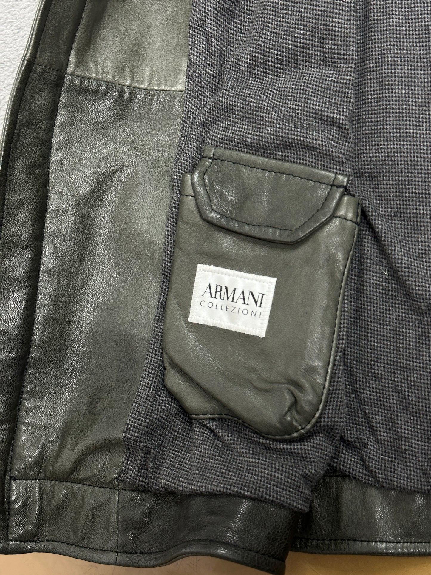 [52] ARMANI COLLEZIONI Lamb Skin Leather Jacket