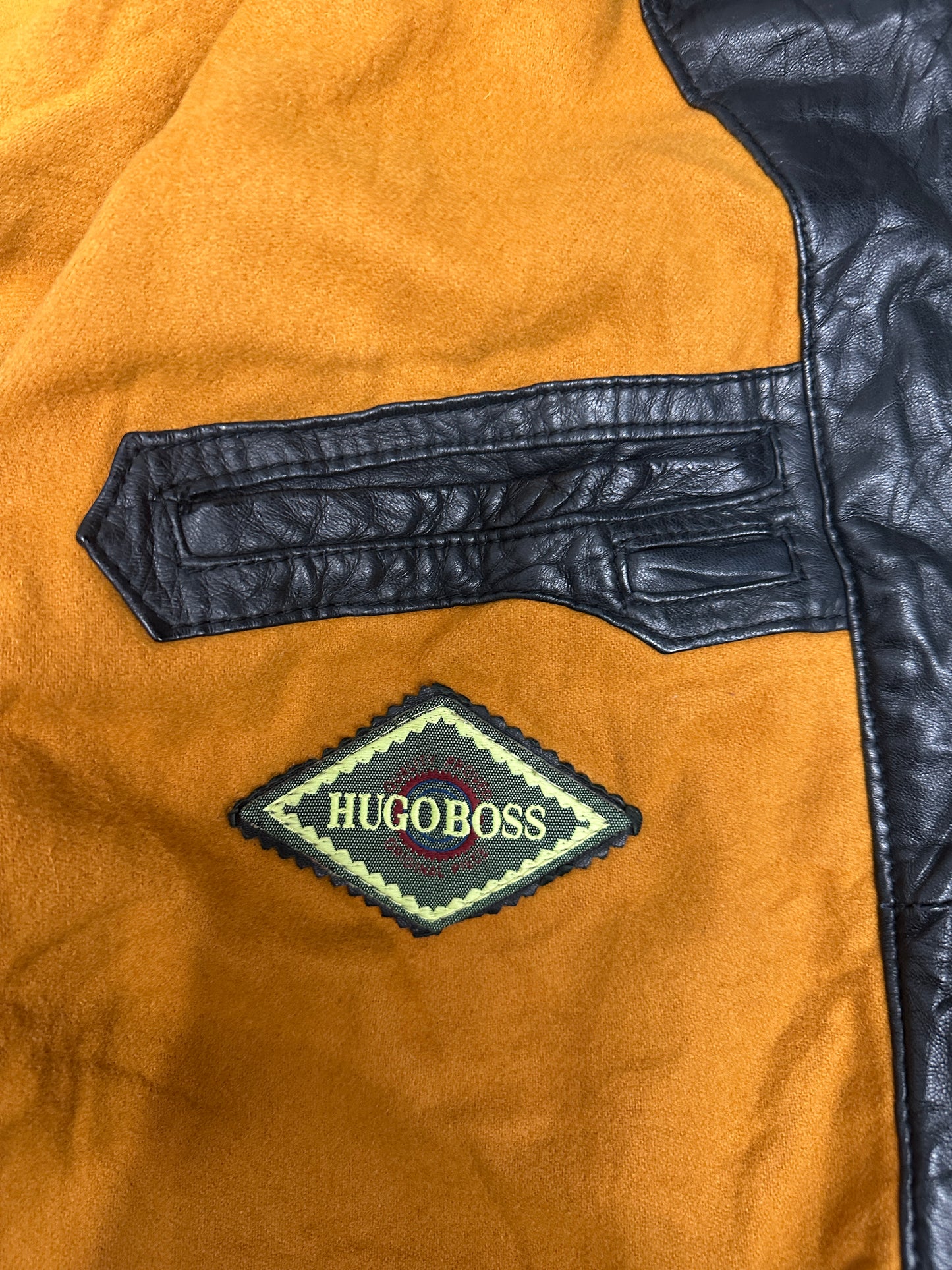 [XL] 80s HUGO BOSS Leather Bomber Jacket