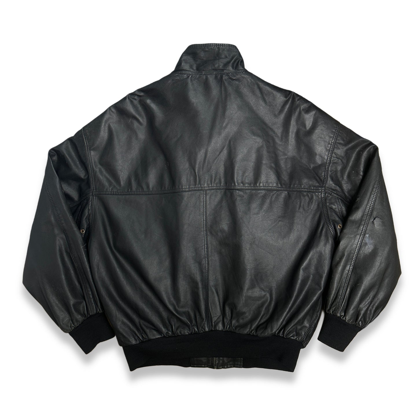 [XL] 80s HUGO BOSS Leather Bomber Jacket