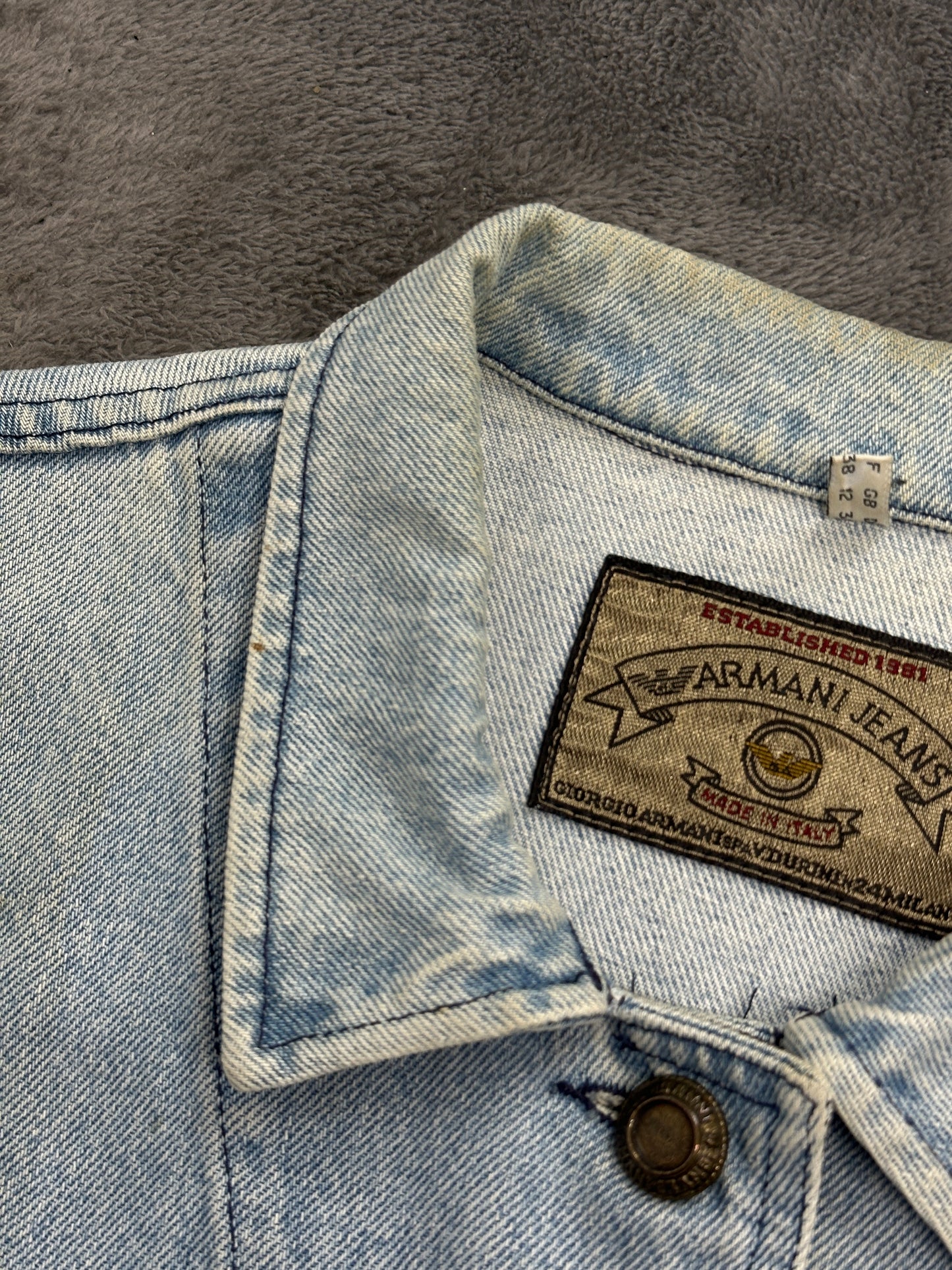 [M] 80s Armani Jeans Denim Trucker Jacket