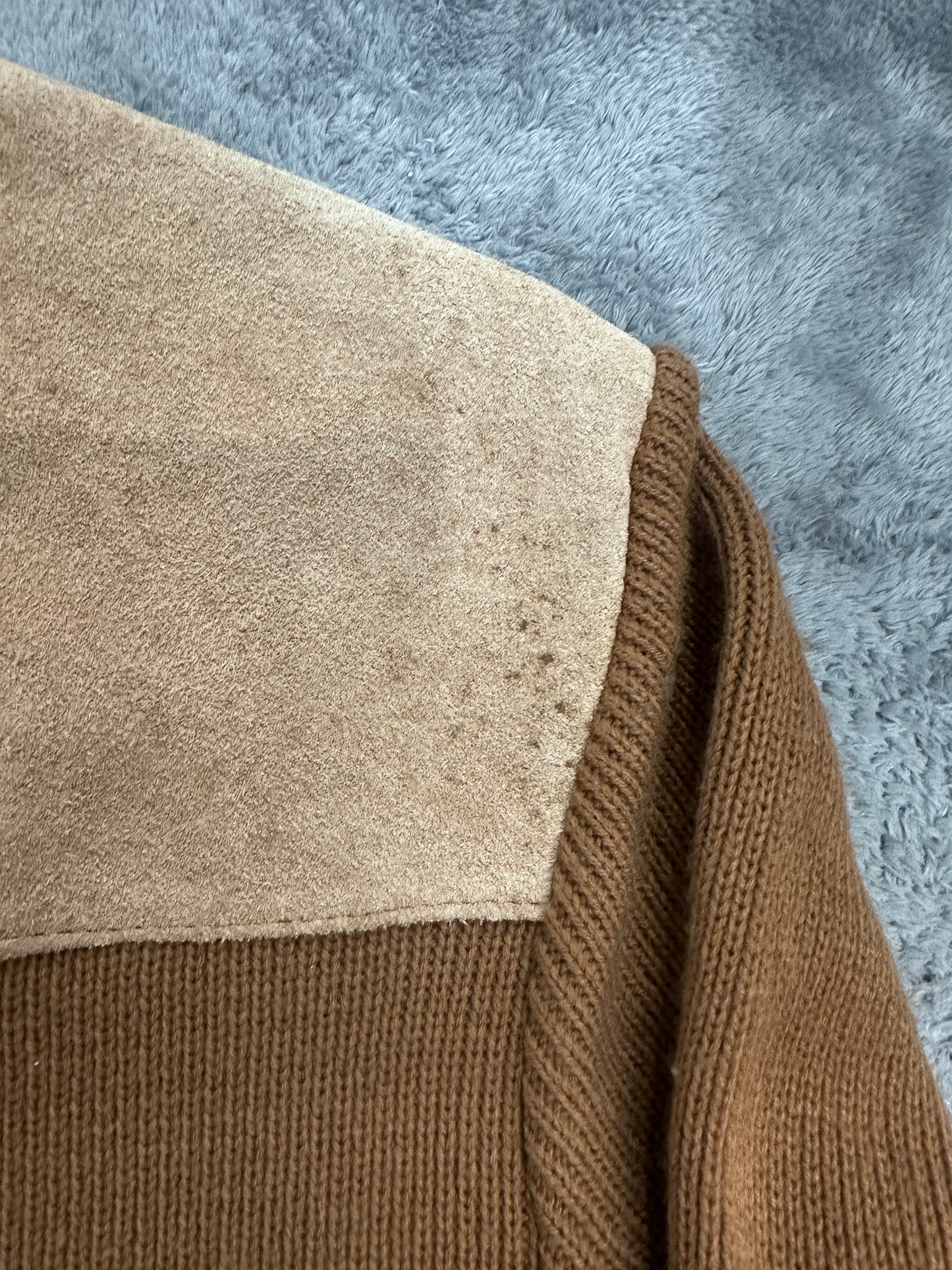 [L] 80s Sears SportsWear Knit Suede Jacket