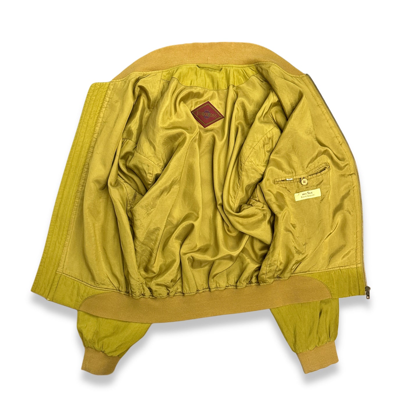 [48] 80s HUGO BOSS Yellow Silk Bomber Jacket