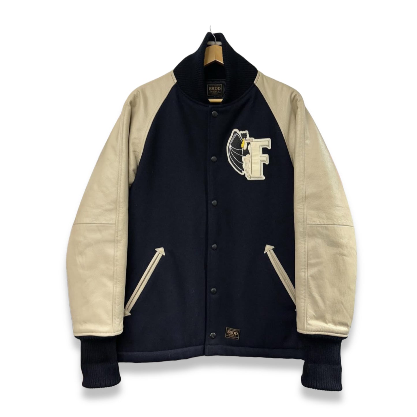 [L] FUCT SSDD Wool Leather Varsity Jacket