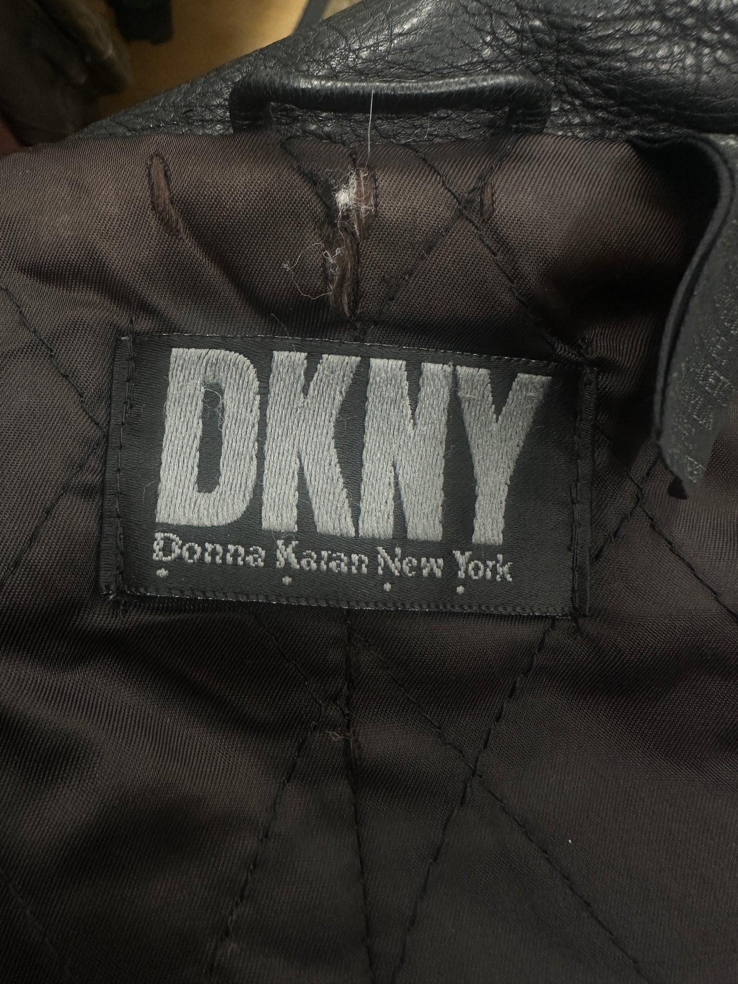 [M] 90s DKNY Leather Car Coat