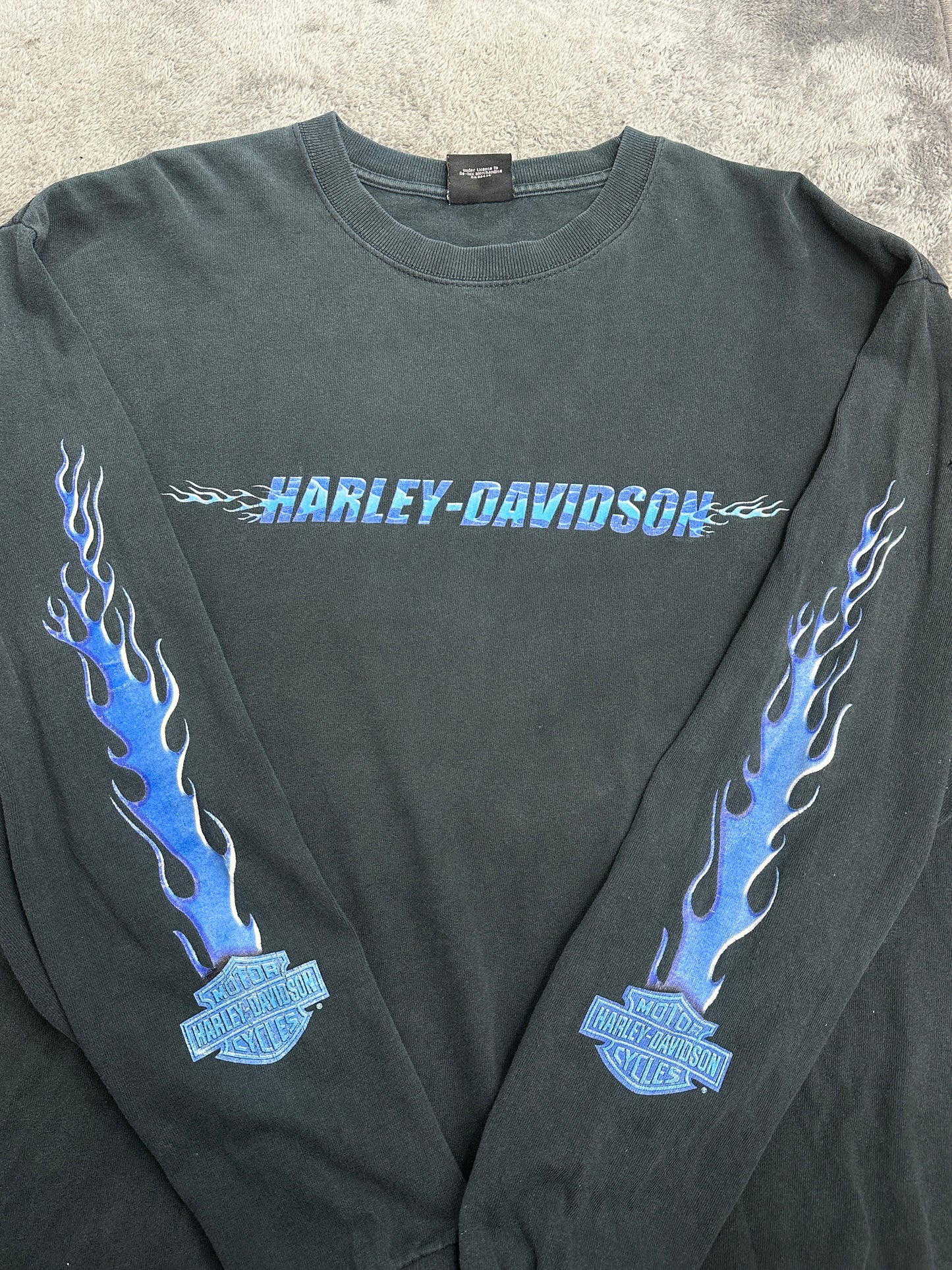 [XL] 00s Harley Davidson Blue Flame Long Sleeve