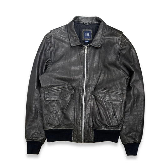 [L] 90s GAP Leather Bomber Jacket