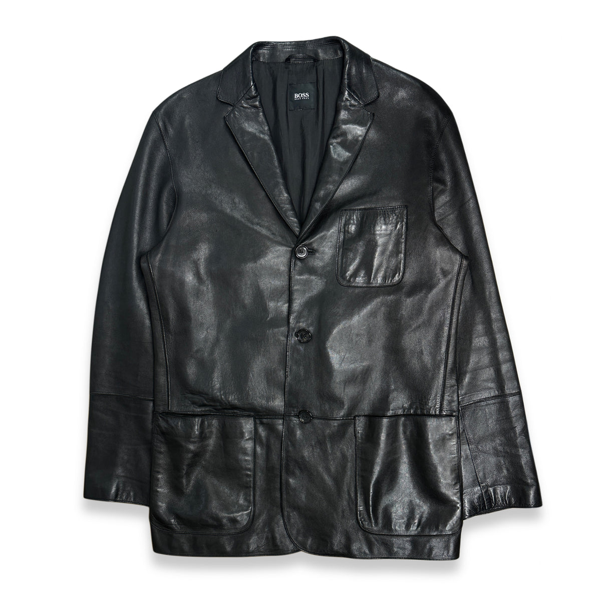 [50] 90s HUGO BOSS Lambskin Leather Blazer
