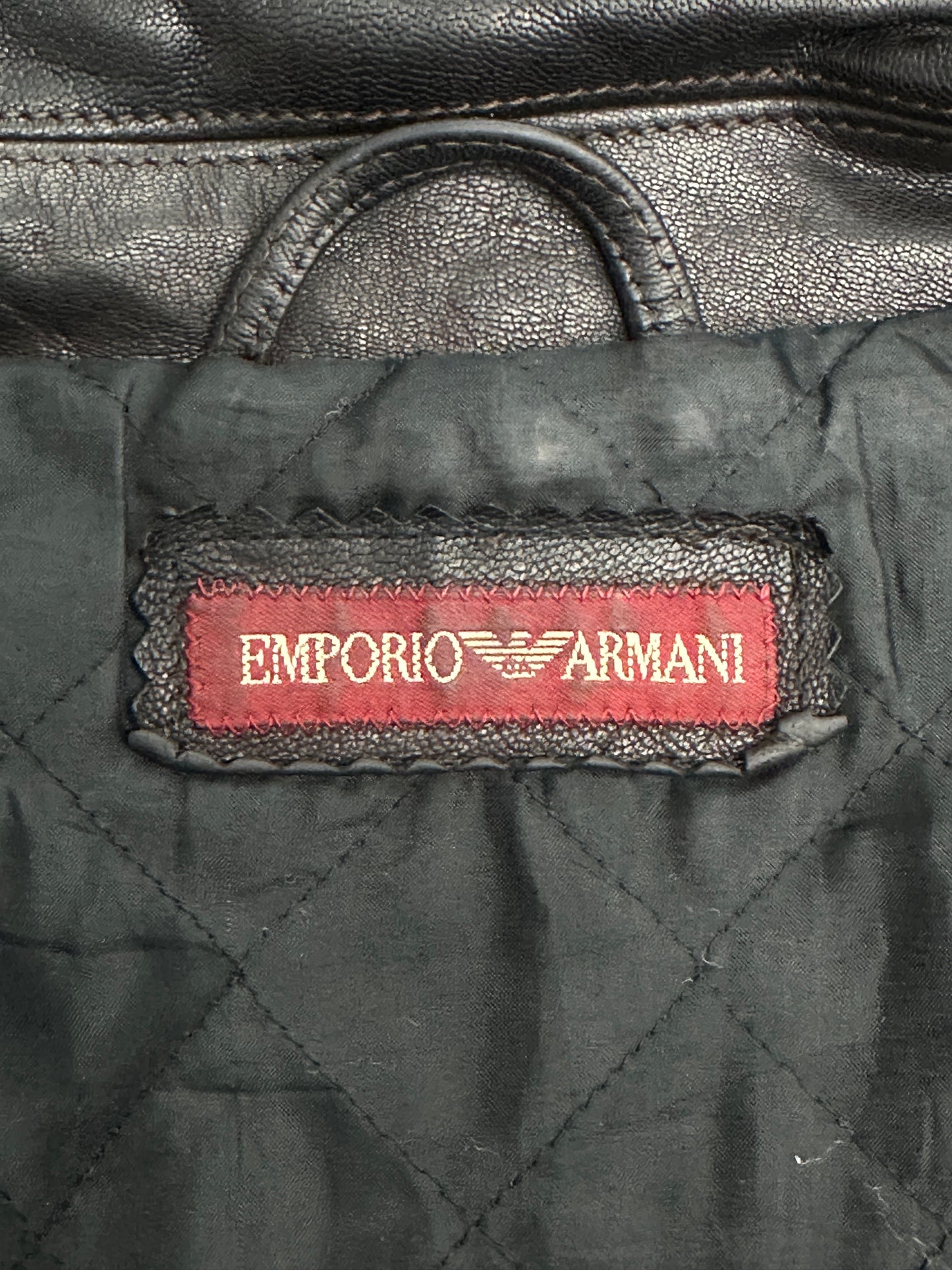 [L] 90s Emporio Armani Double Breast Leather Jacket