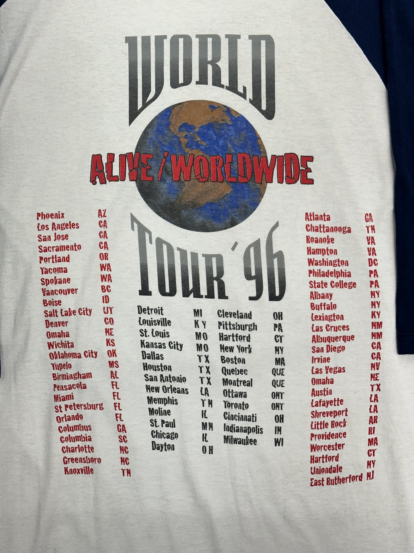 [XL] 1996' KISS Alive Worldwide Tour 3/4 Tee