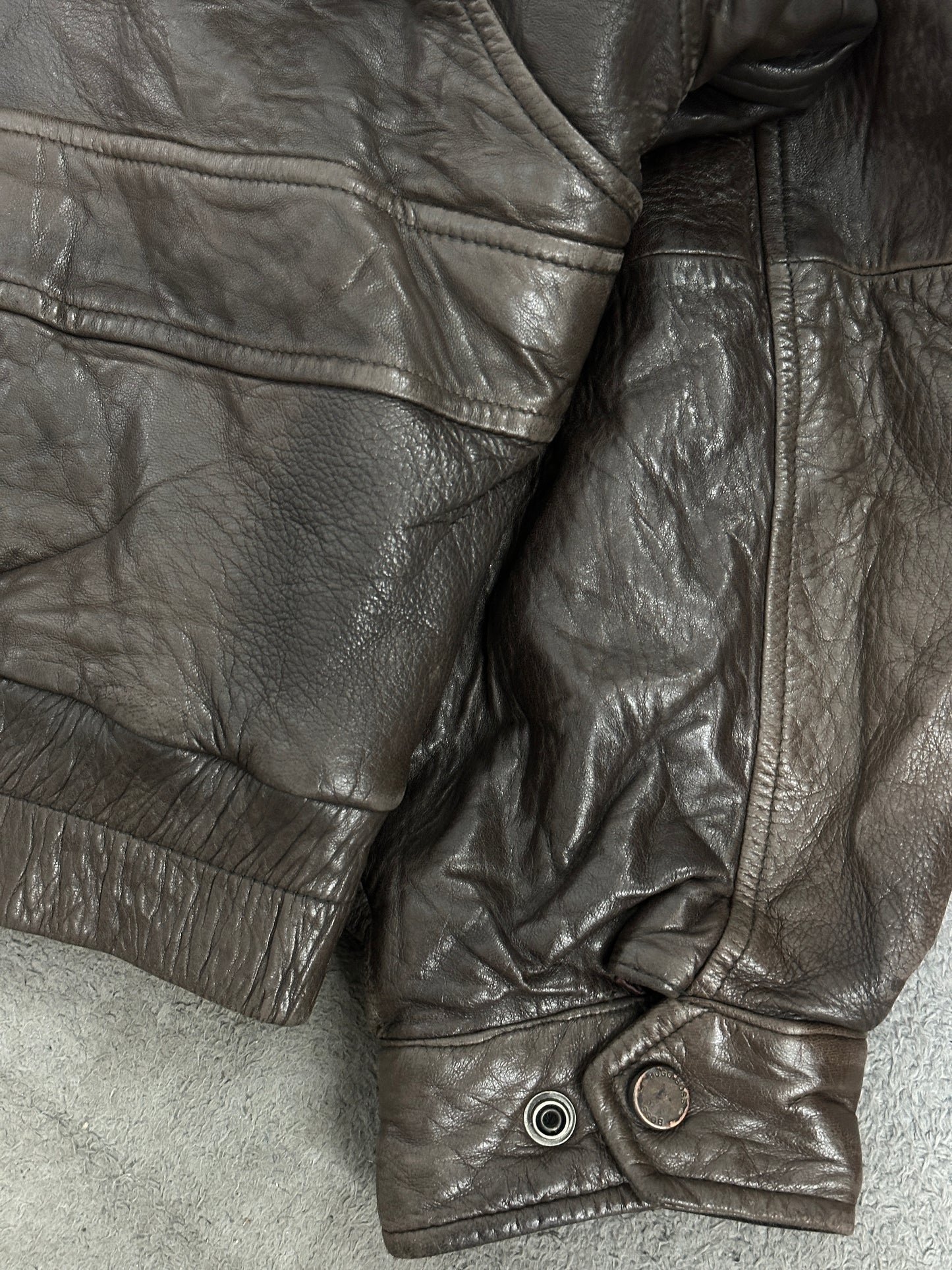 [44] 90s HUGO BOSS Aviator Leather Jacket