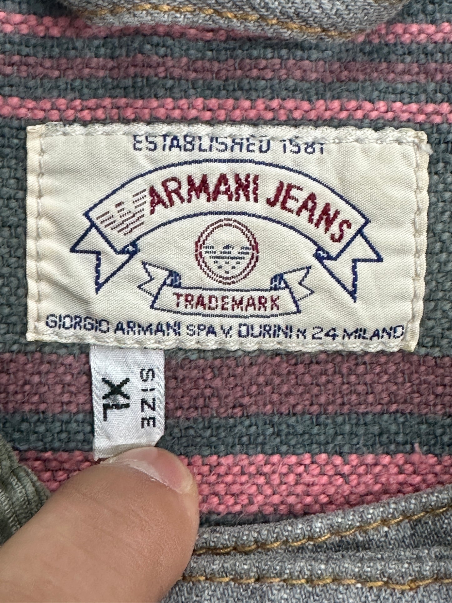 [XL] 90s Armani Jeans Contrast Denim Jacket