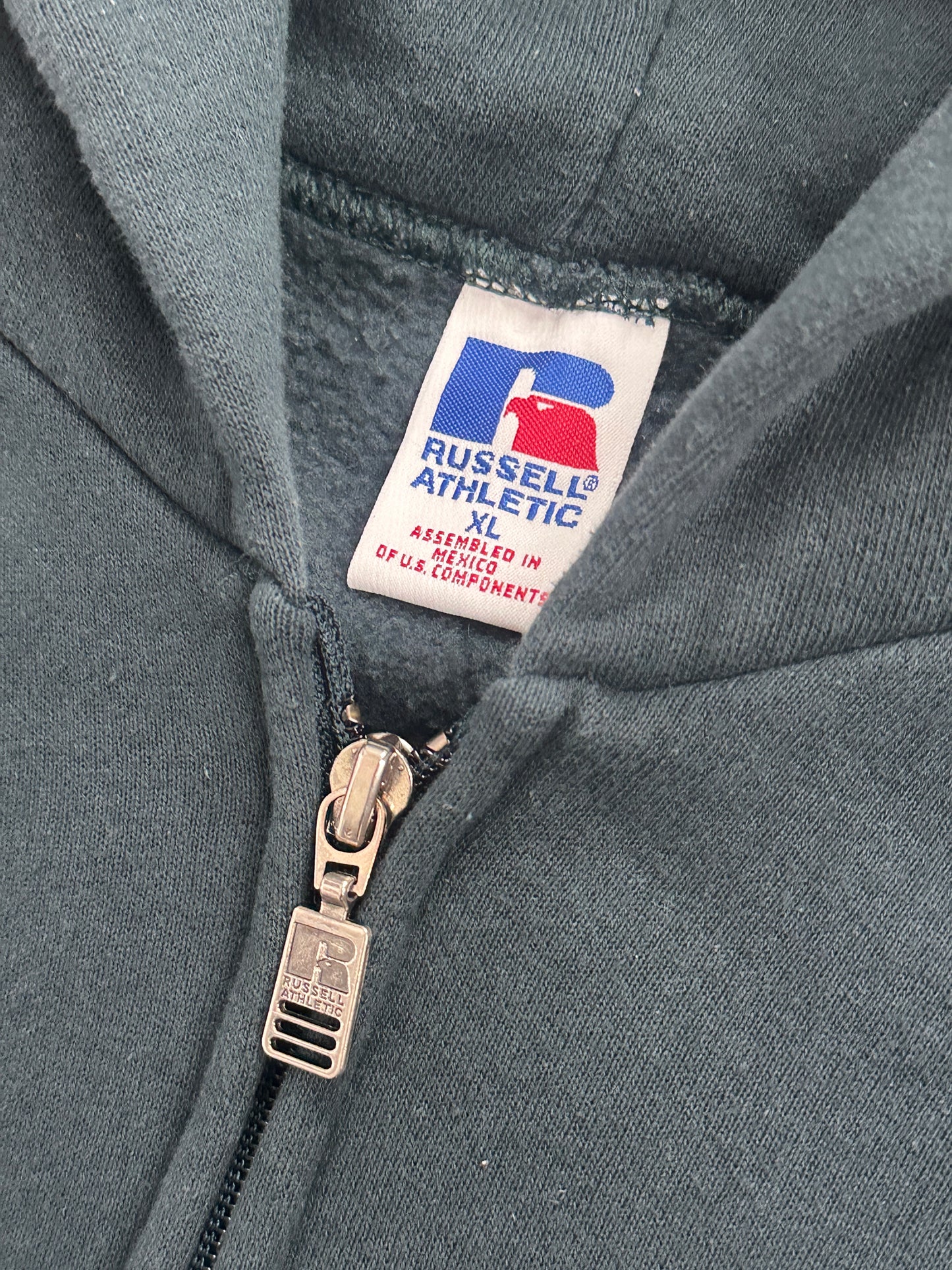 [XL] 90s Russell Khaki Hood Zip-up