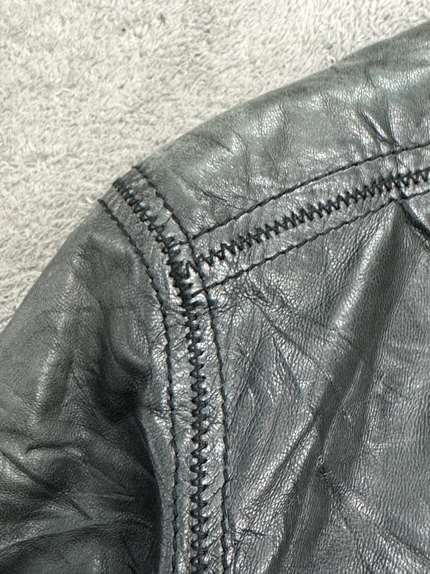 [XL] 80s HUGO BOSS Leather Bomber Jacket