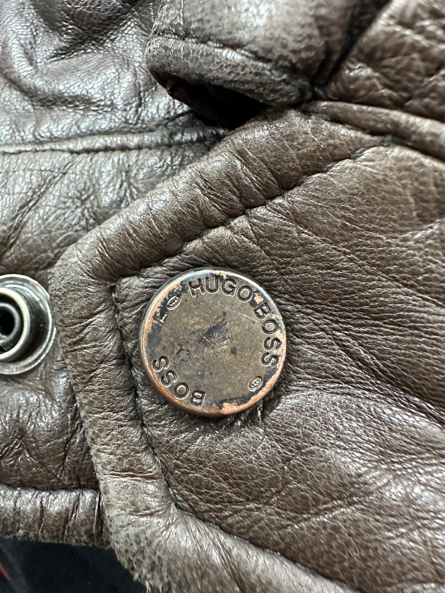 [44] 90s HUGO BOSS Aviator Leather Jacket