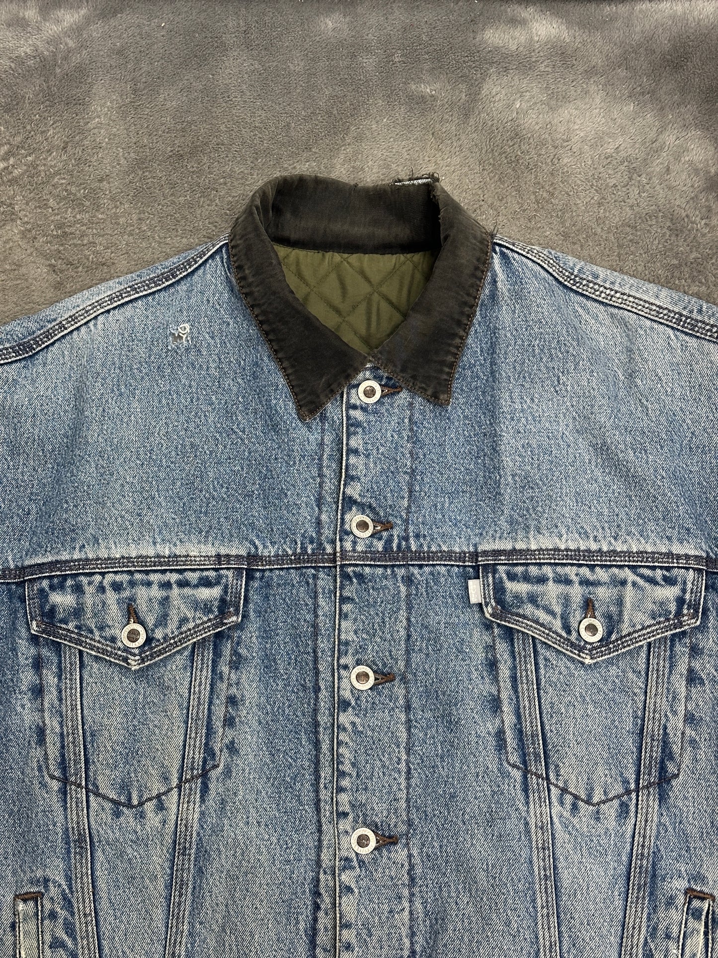 [L] 90s Levi's SilverTab Reversible Denim Quilting Jacket