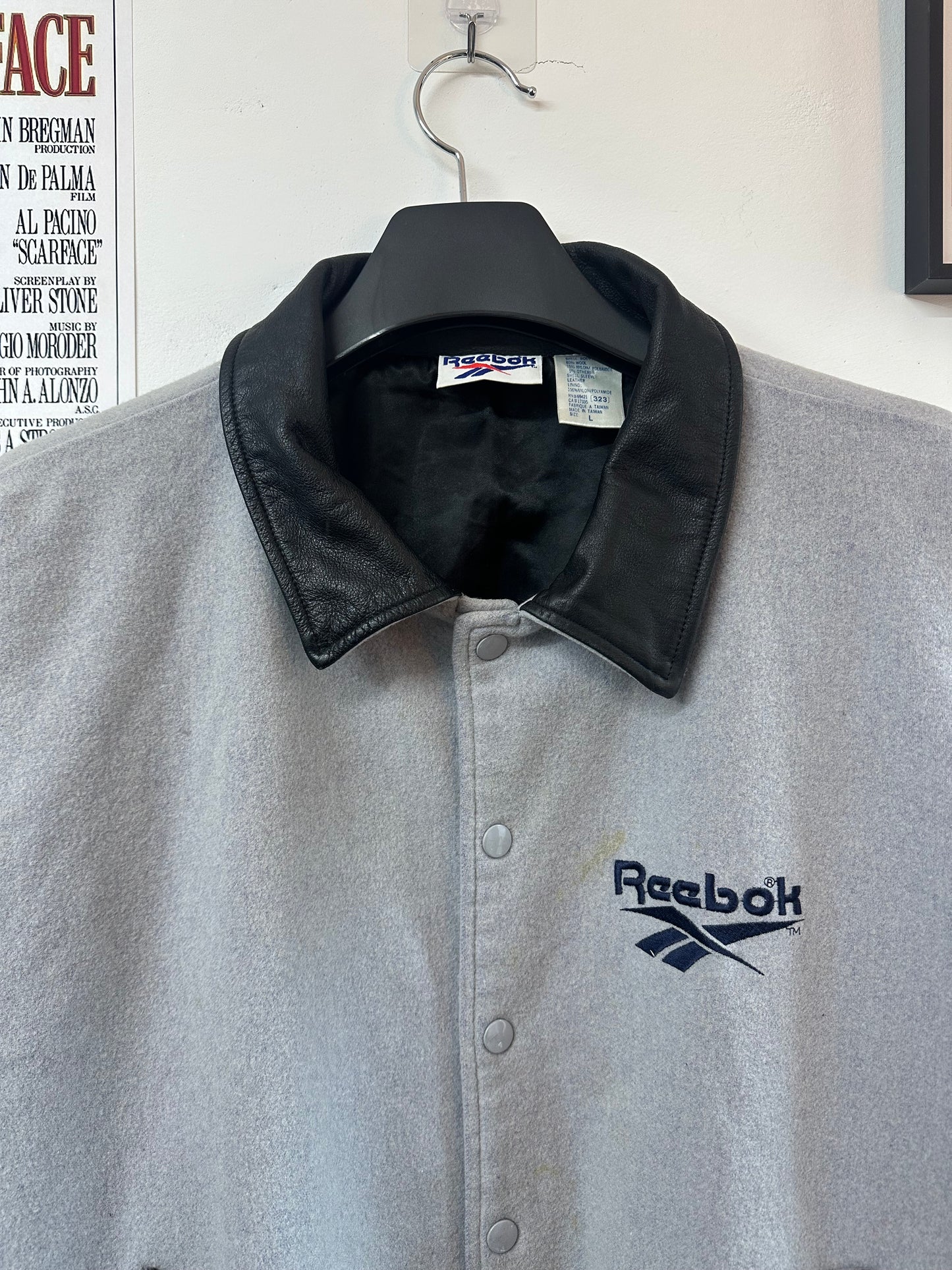 [L] Mid 90s Reebok Wool Leather Jacket