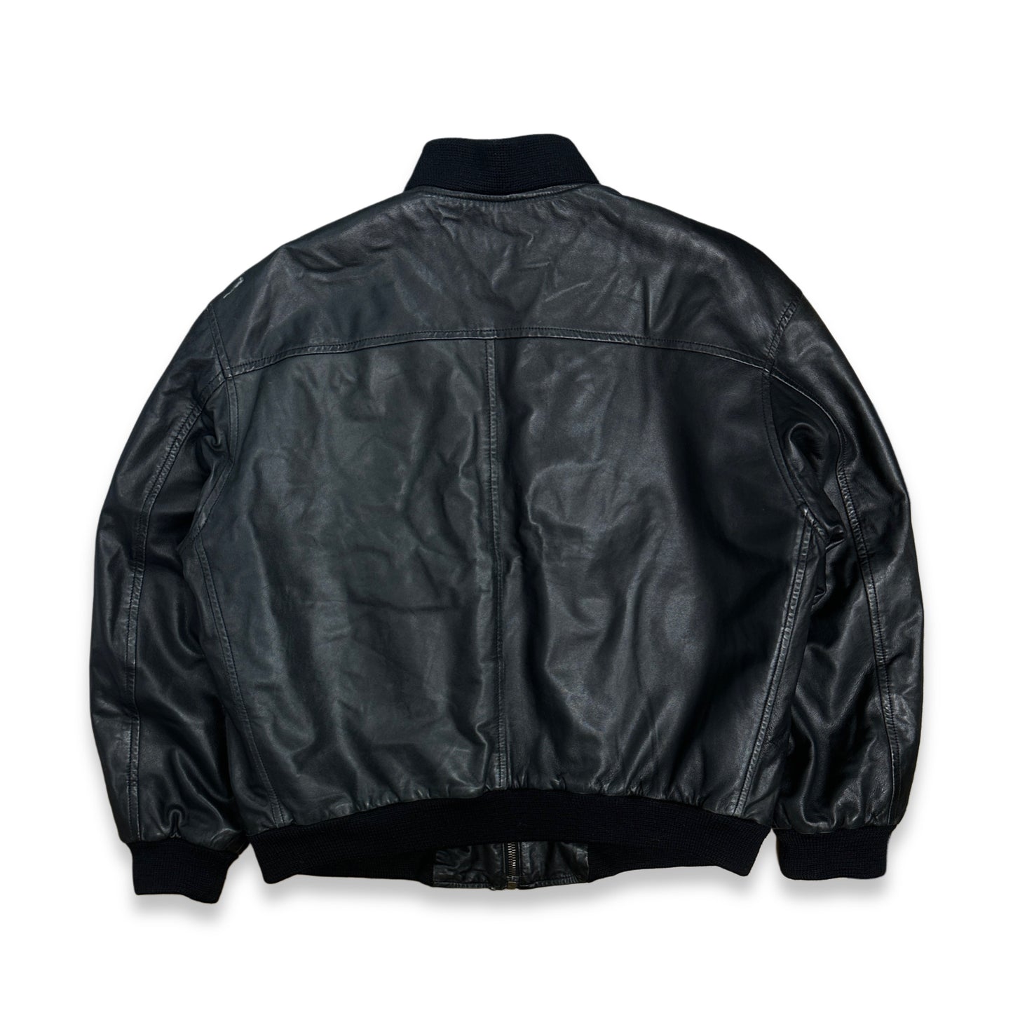 [48] 90s HUGO BOSS Leather Bomber Jacket