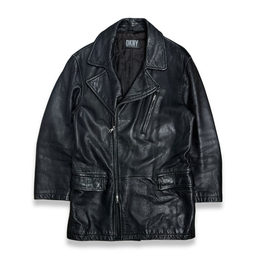 [M] 90s DKNY Leather Car Coat