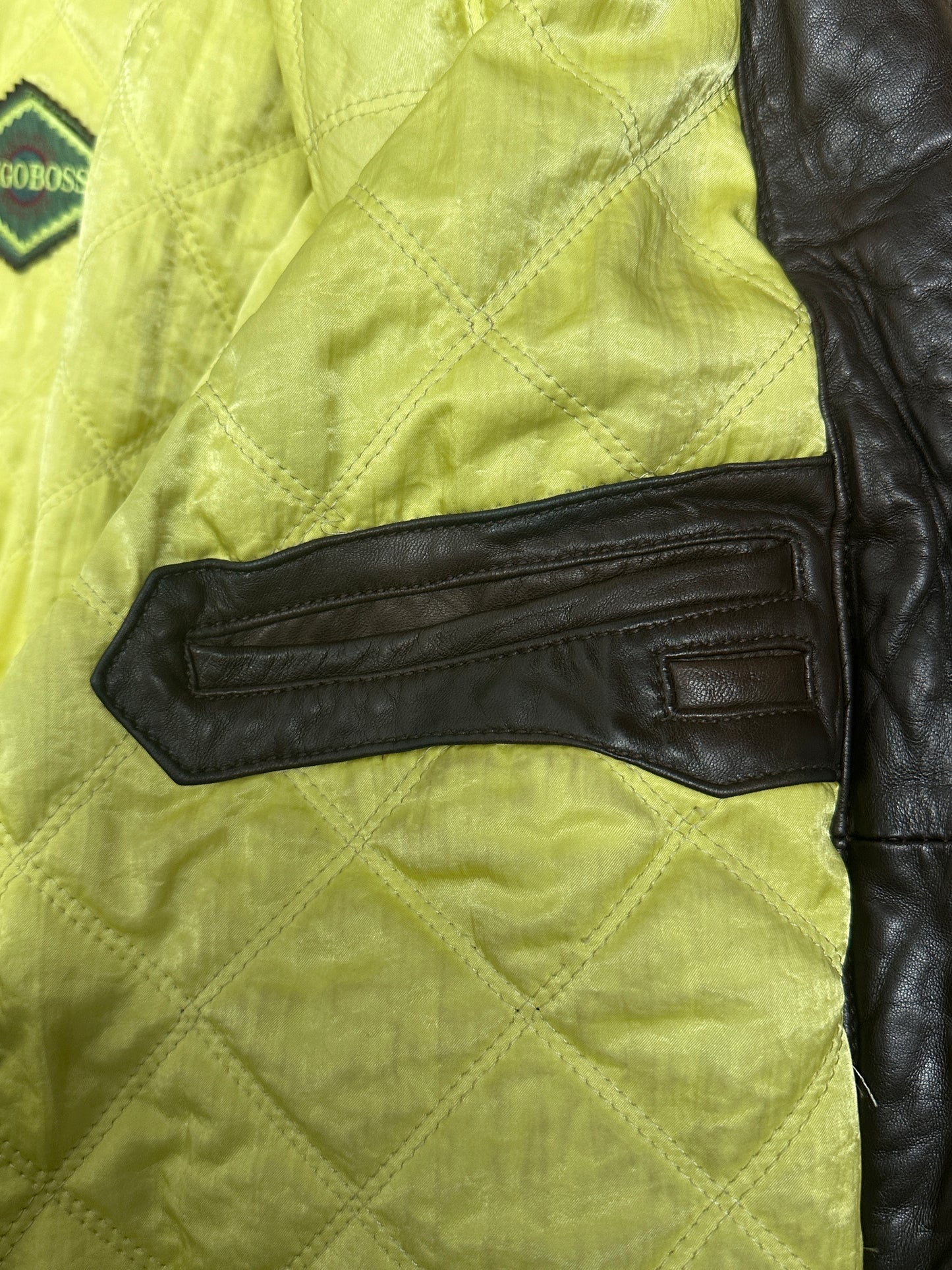 [50] 80s HUGO BOSS Brown Leather Bomber Jacket