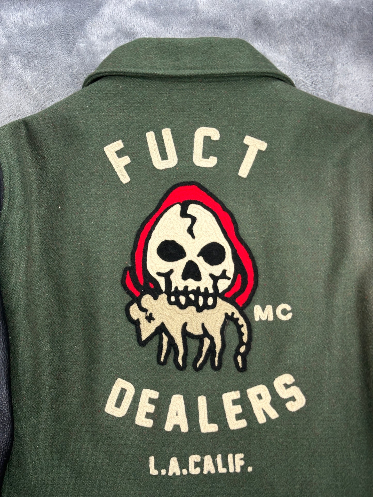 [XL] FUCT SSDD Wool Leather Varsity Jacket