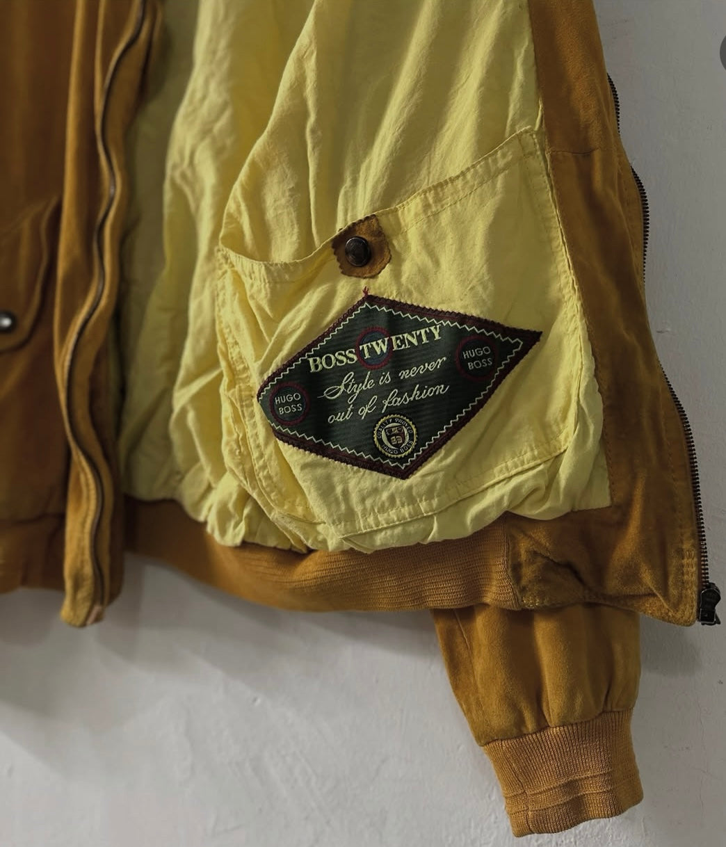 [50] 80s HUGO BOSS Suede Bomber Jacket