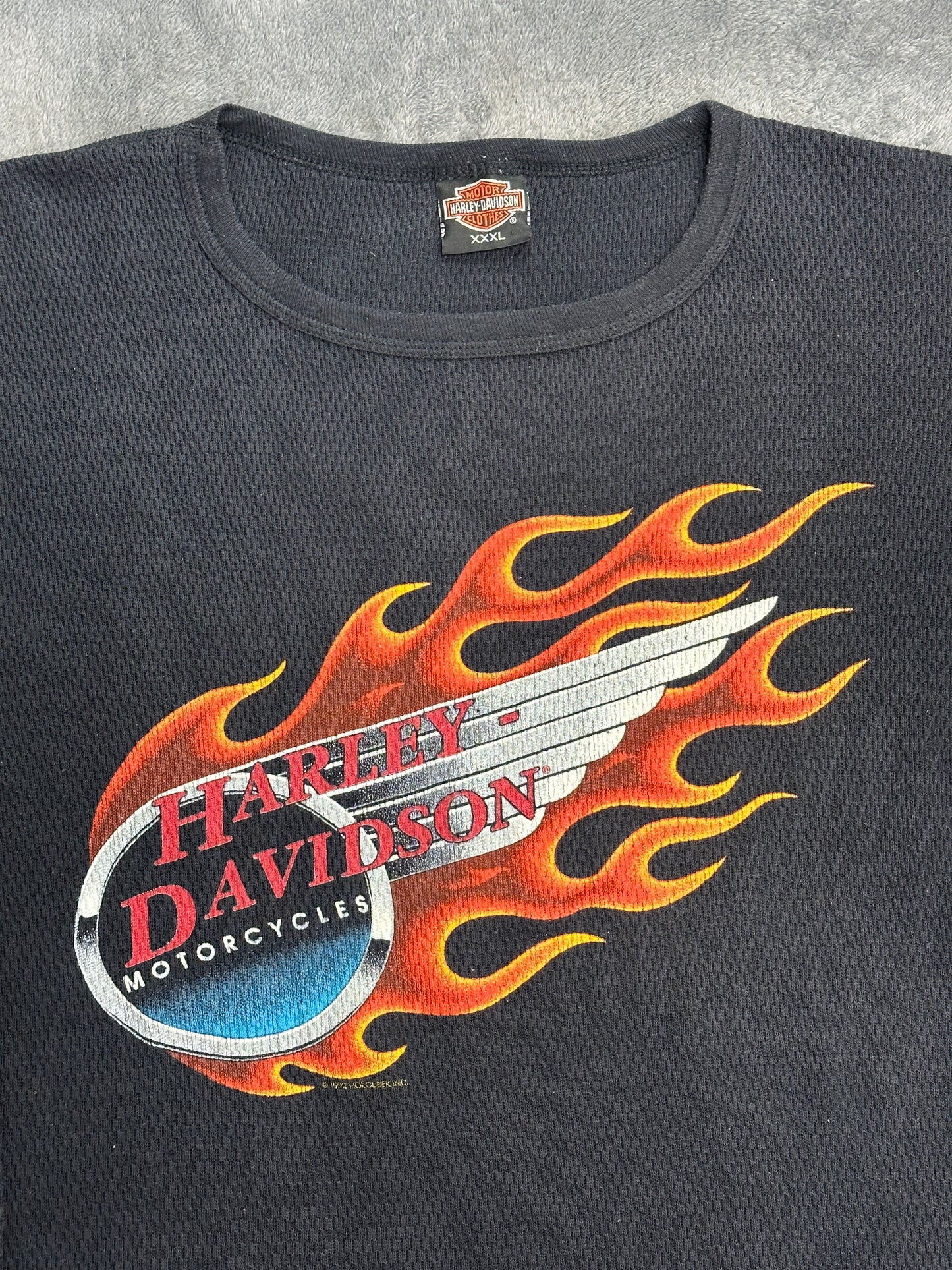 [XXXL] 90s Harley Davidson Flame Thermal Long Sleeve