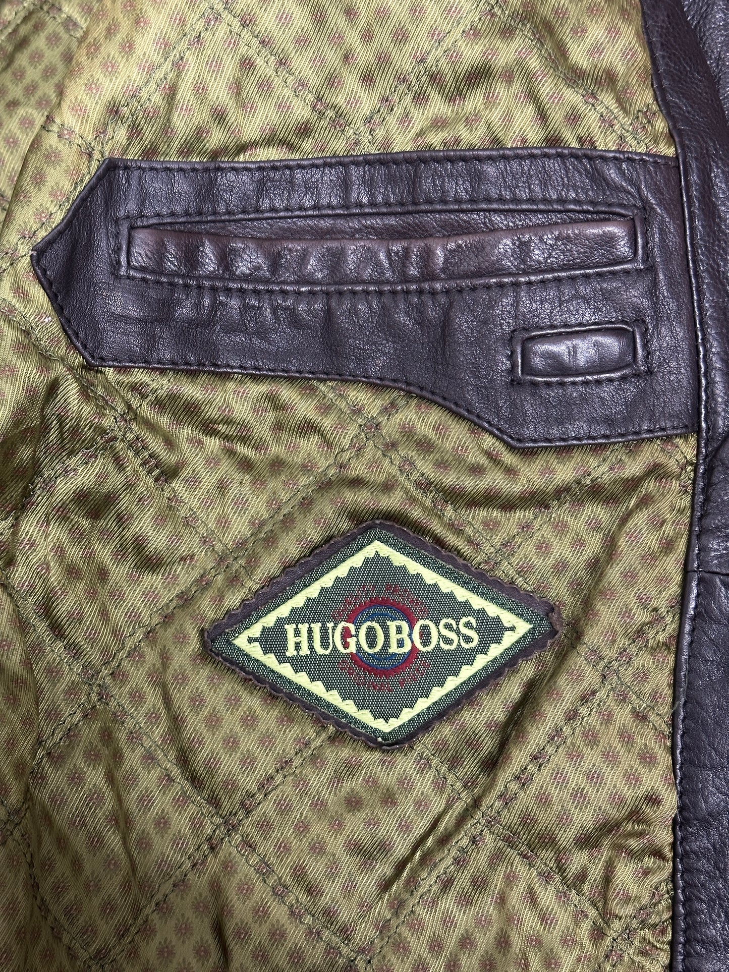 [XL] 80s HUGO BOSS Leather Bomber Jacket