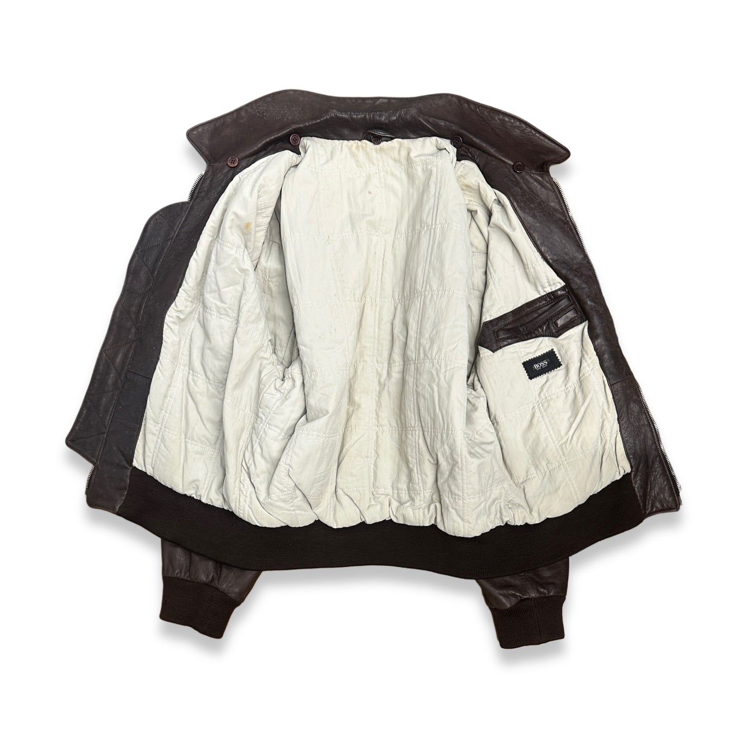 [XL] 90s HUGO BOSS A-2 Leather Jacket