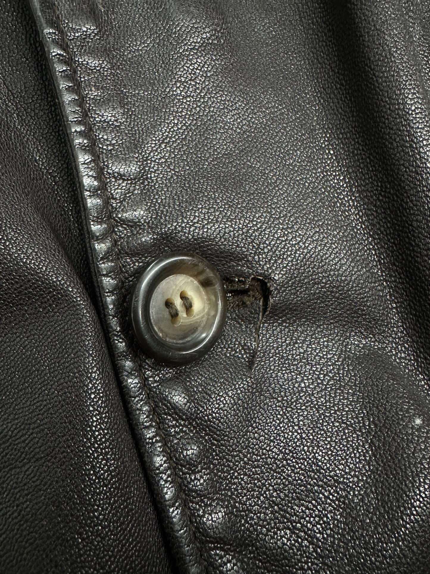[L] 90s Emporio Armani Double Breast Leather Jacket