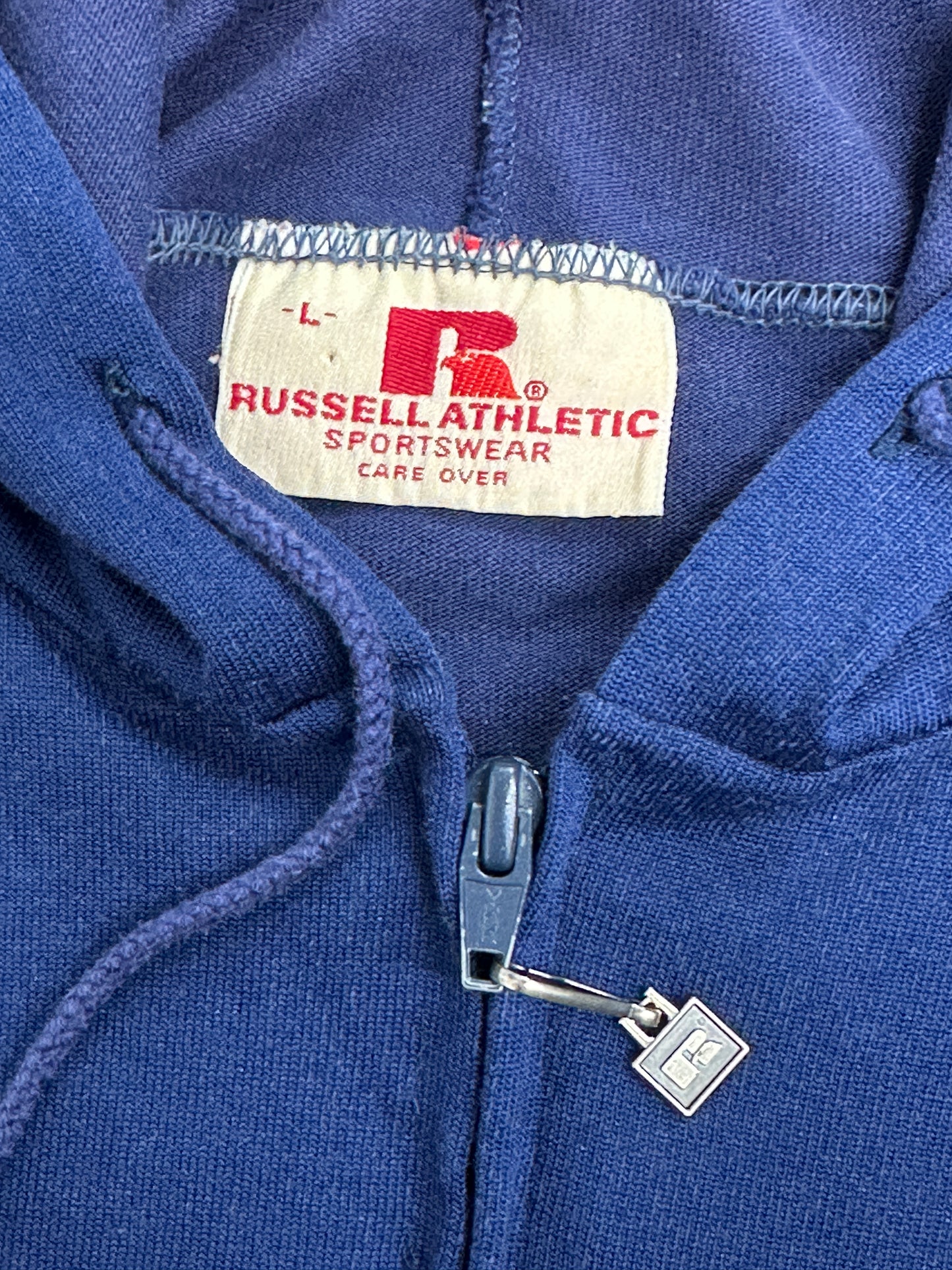 [L] 70s Russell Navy Hood Zip-up