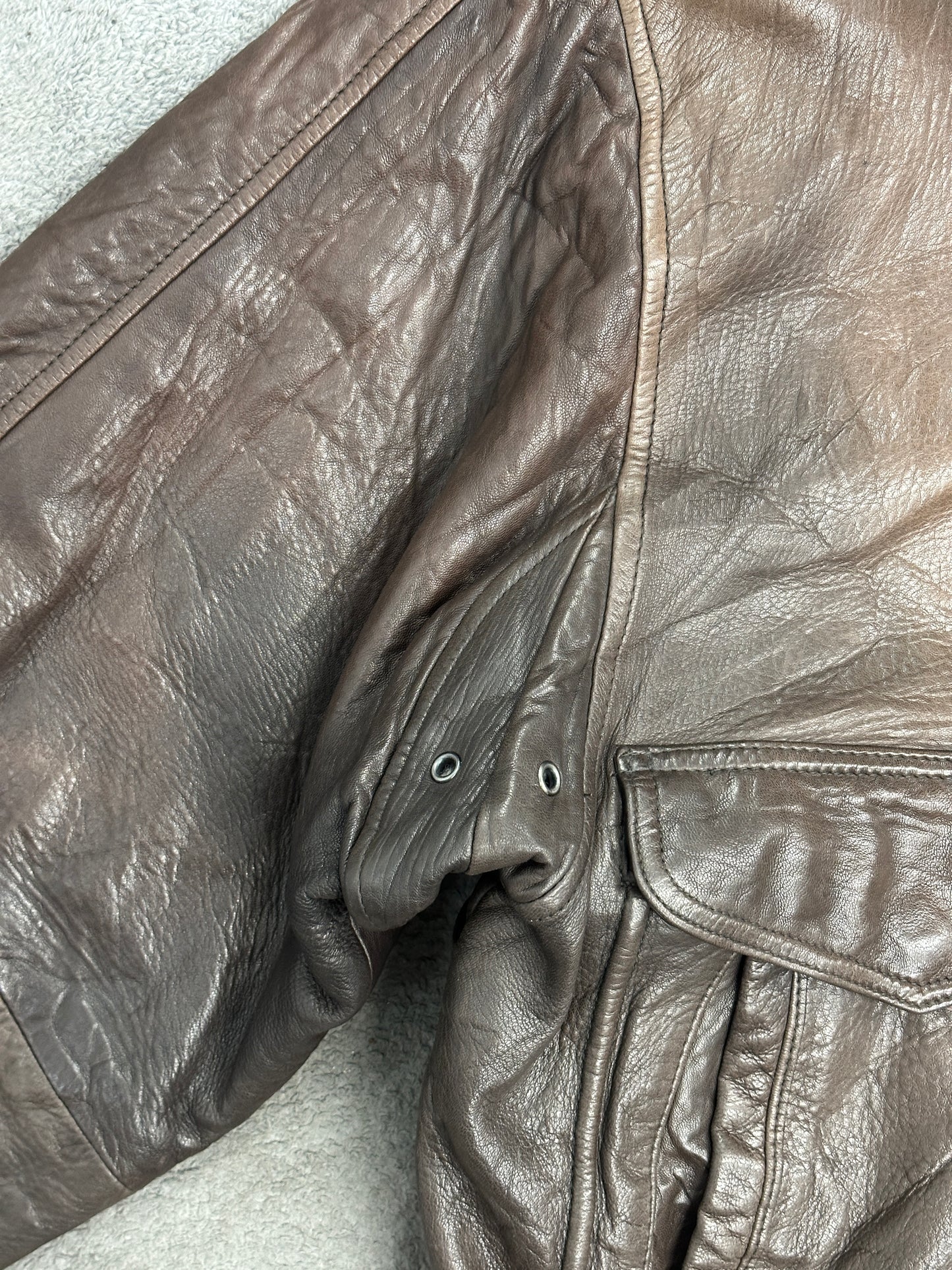 [44] 90s HUGO BOSS Aviator Leather Jacket