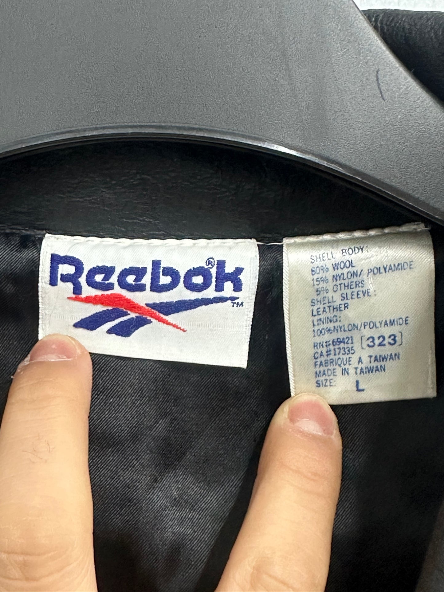 [L] Mid 90s Reebok Wool Leather Jacket