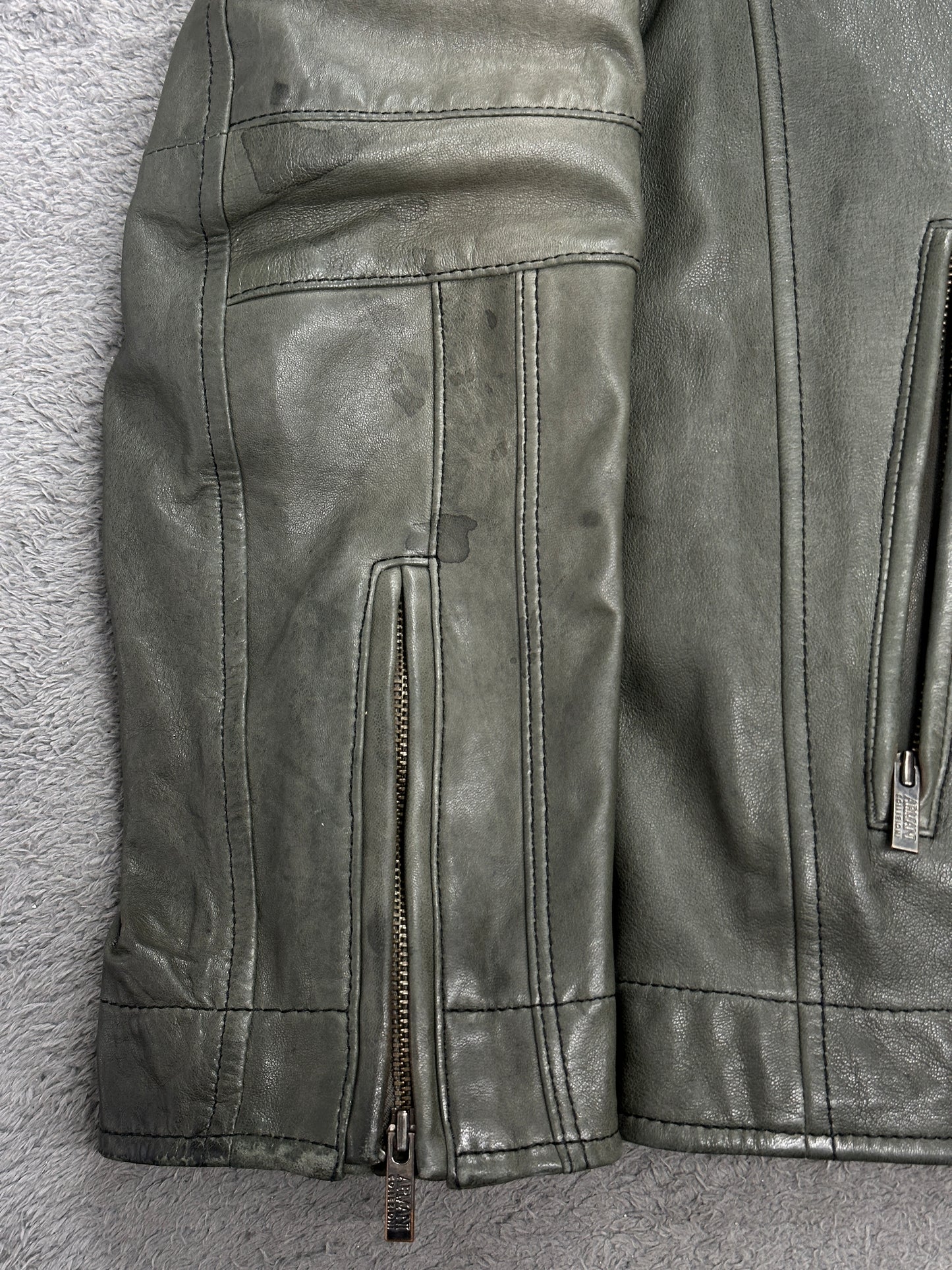 [52] ARMANI COLLEZIONI Lamb Skin Leather Jacket