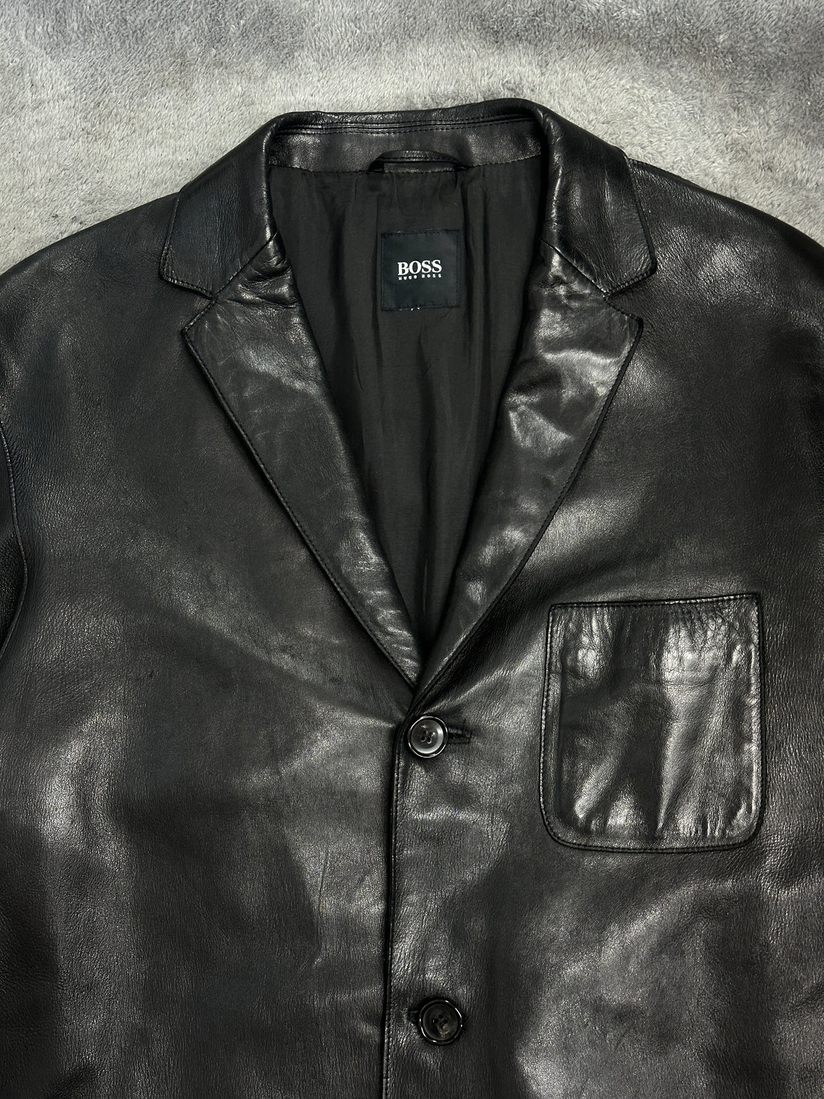 [50] 90s HUGO BOSS Lambskin Leather Blazer