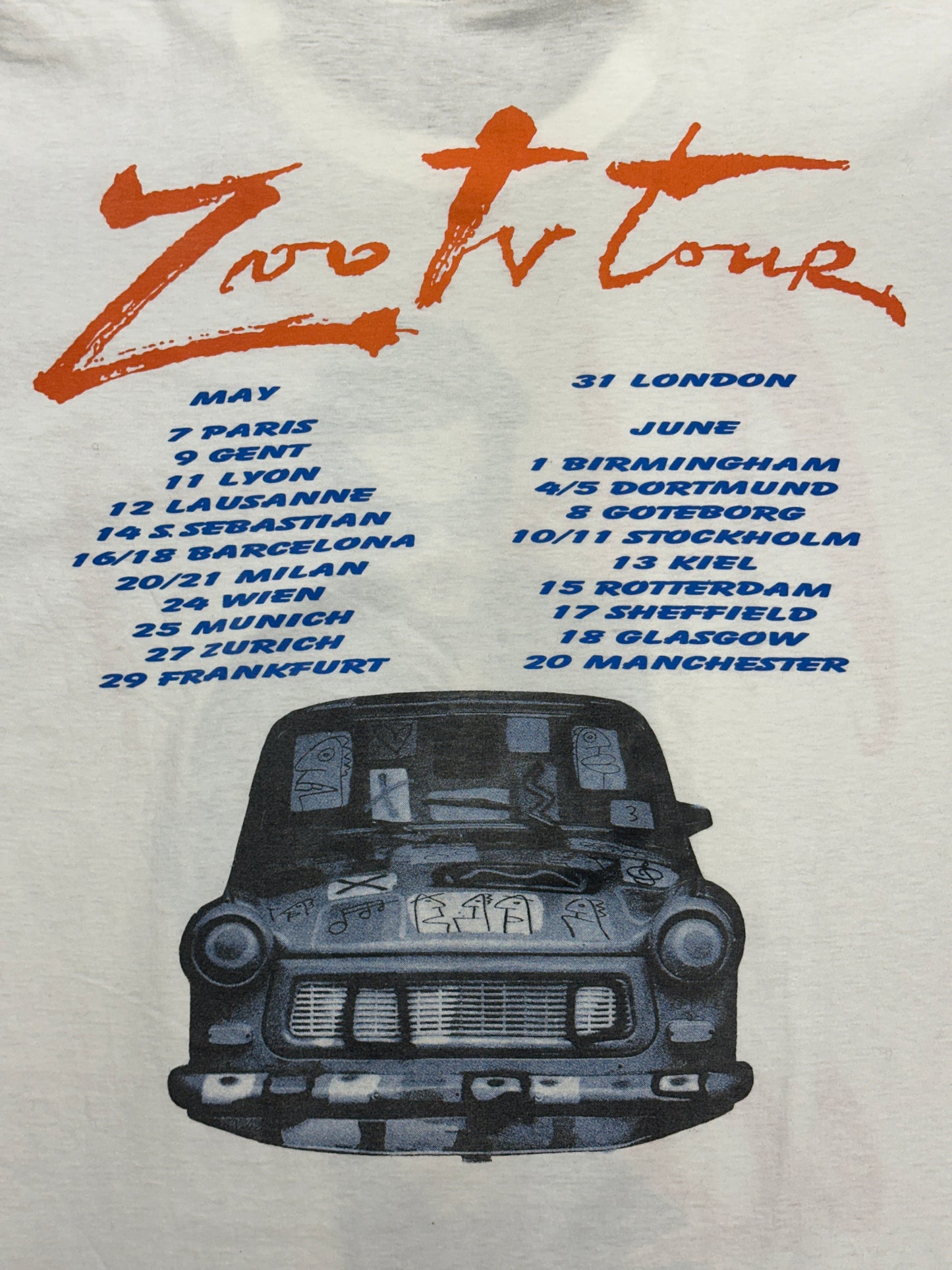 [L] 1992' U2 Zoo Tv Euro Tour Tee