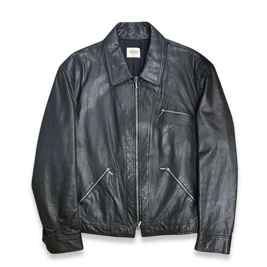 [50] 00s Armani Collezioni Leather Rider Jacket