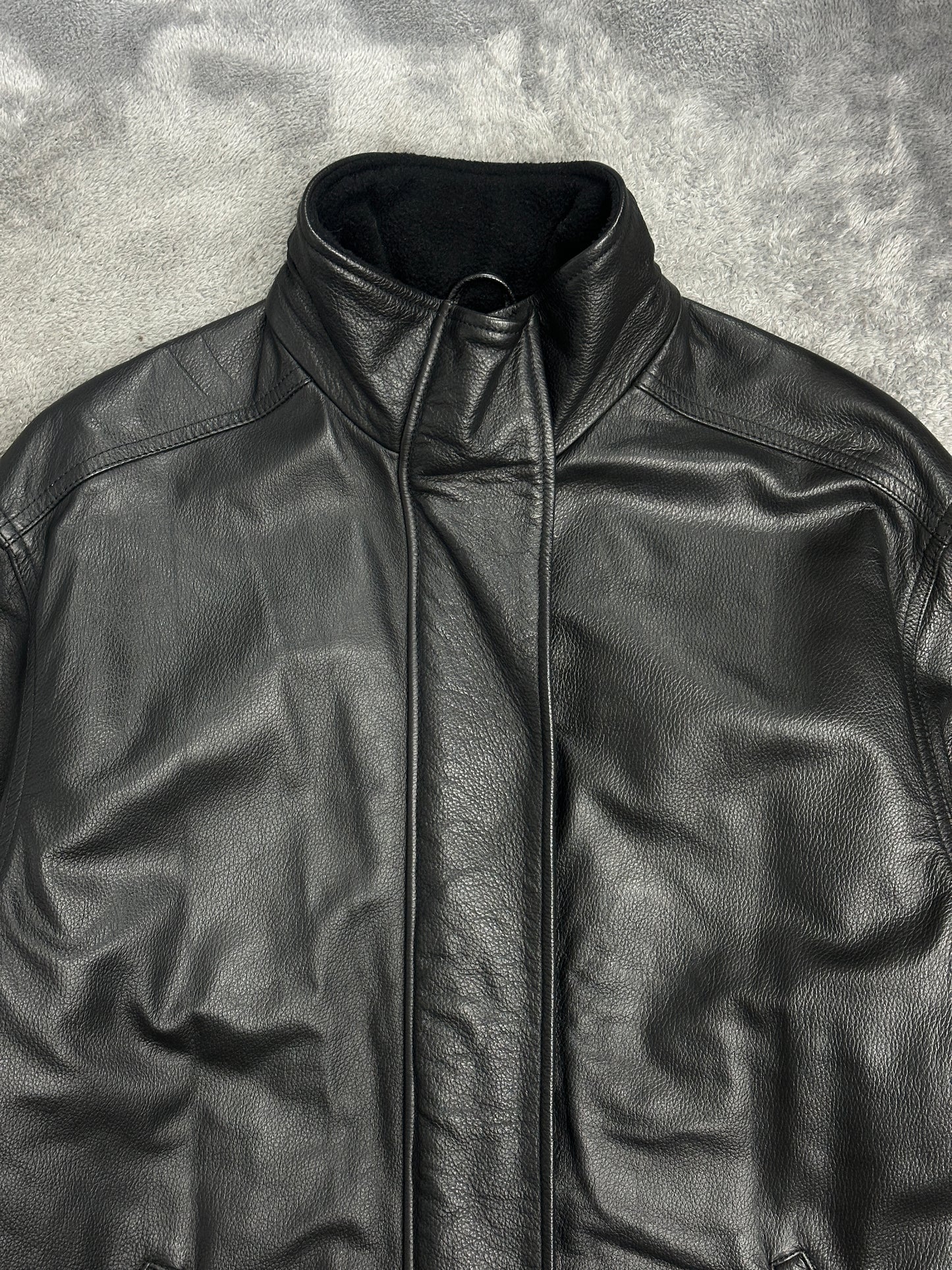 [M] 90s Armani Jeans Leather Jacket