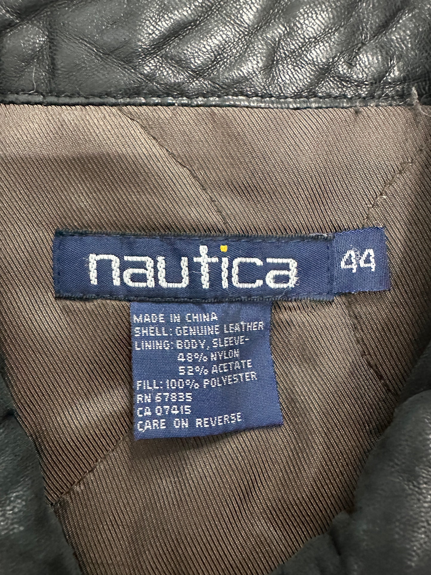 [44] 90s Nautica Leather Bomber Jacket
