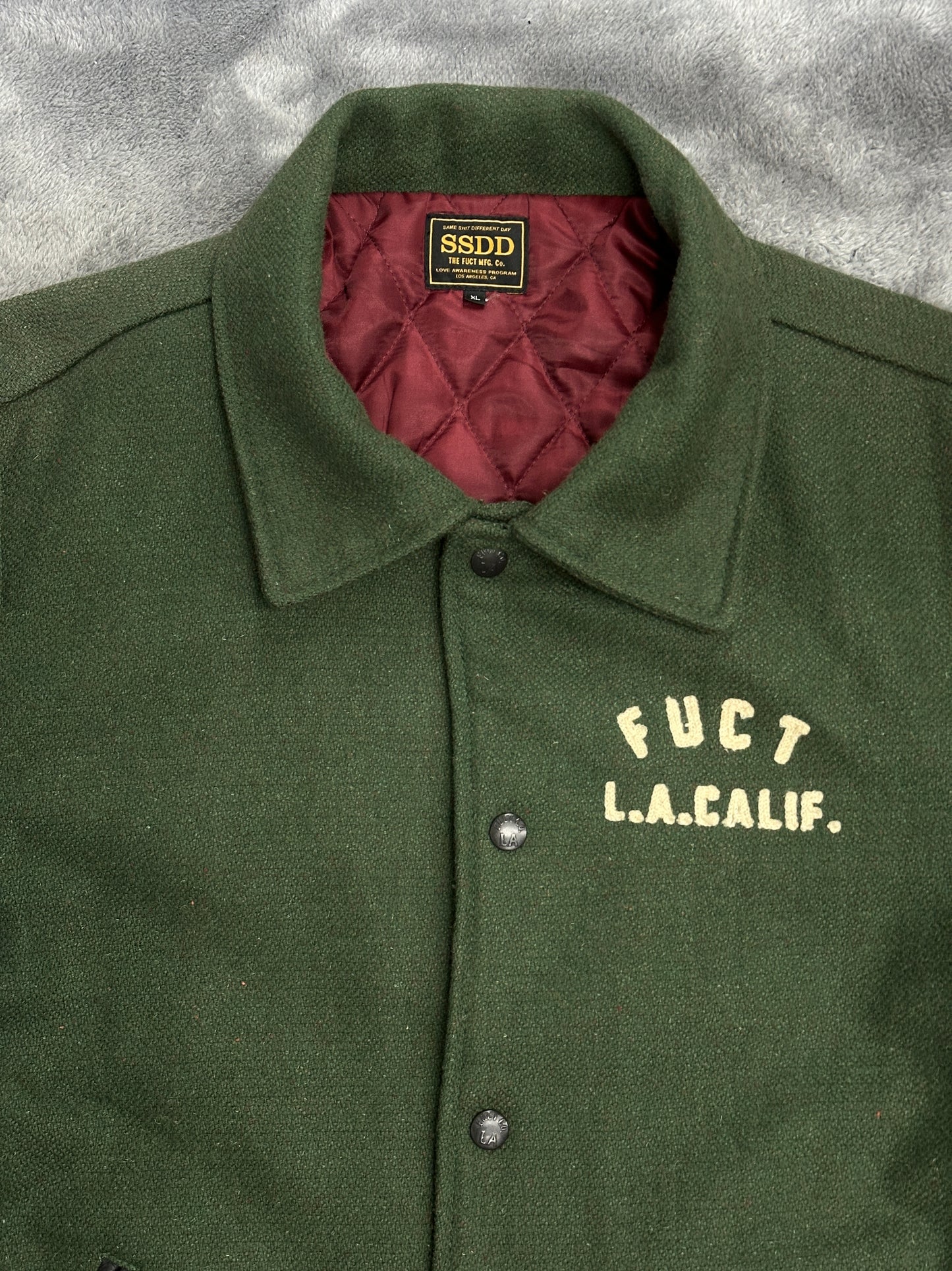 [XL] FUCT SSDD Wool Leather Varsity Jacket