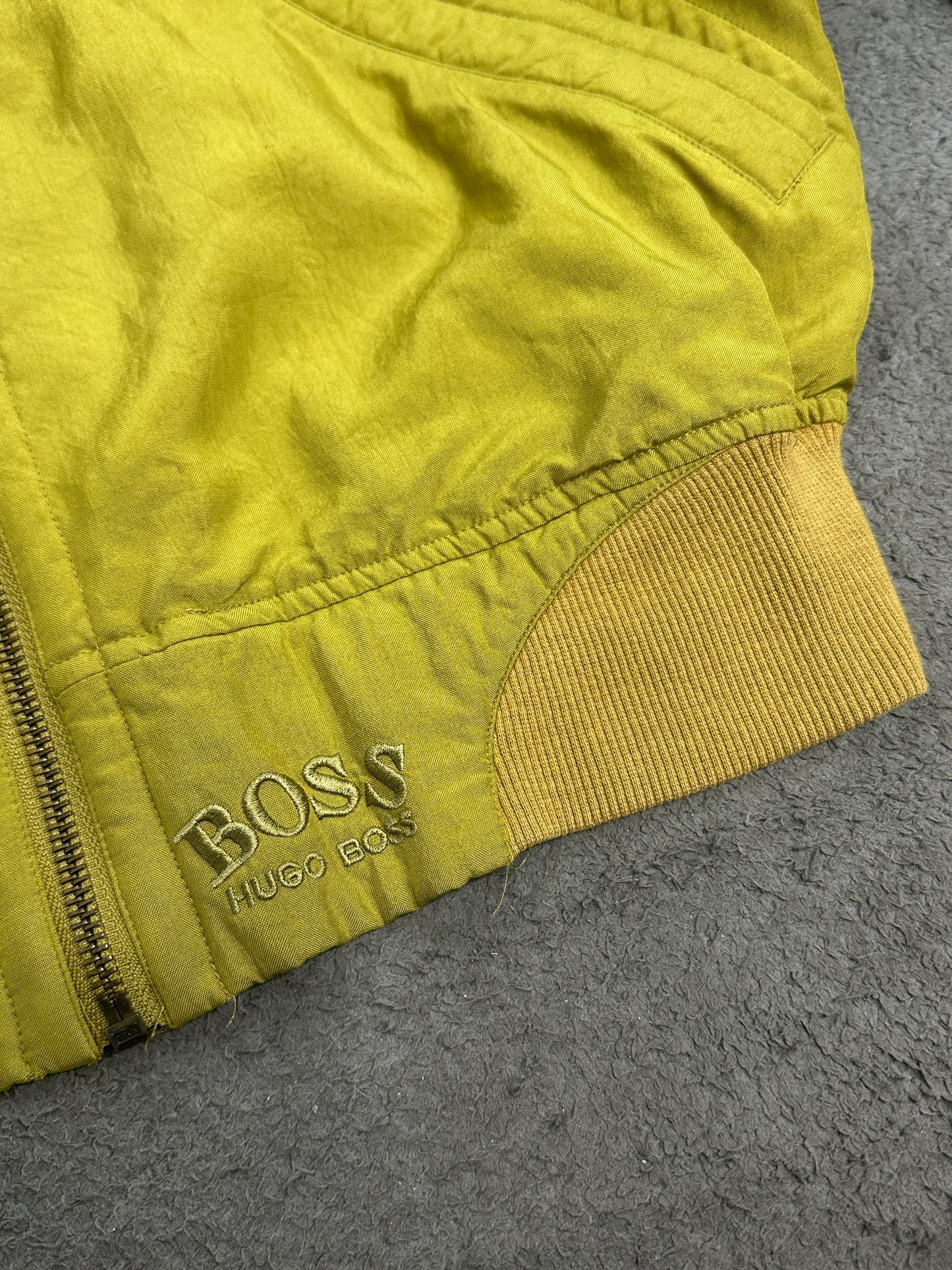 [48] 80s HUGO BOSS Yellow Silk Bomber Jacket