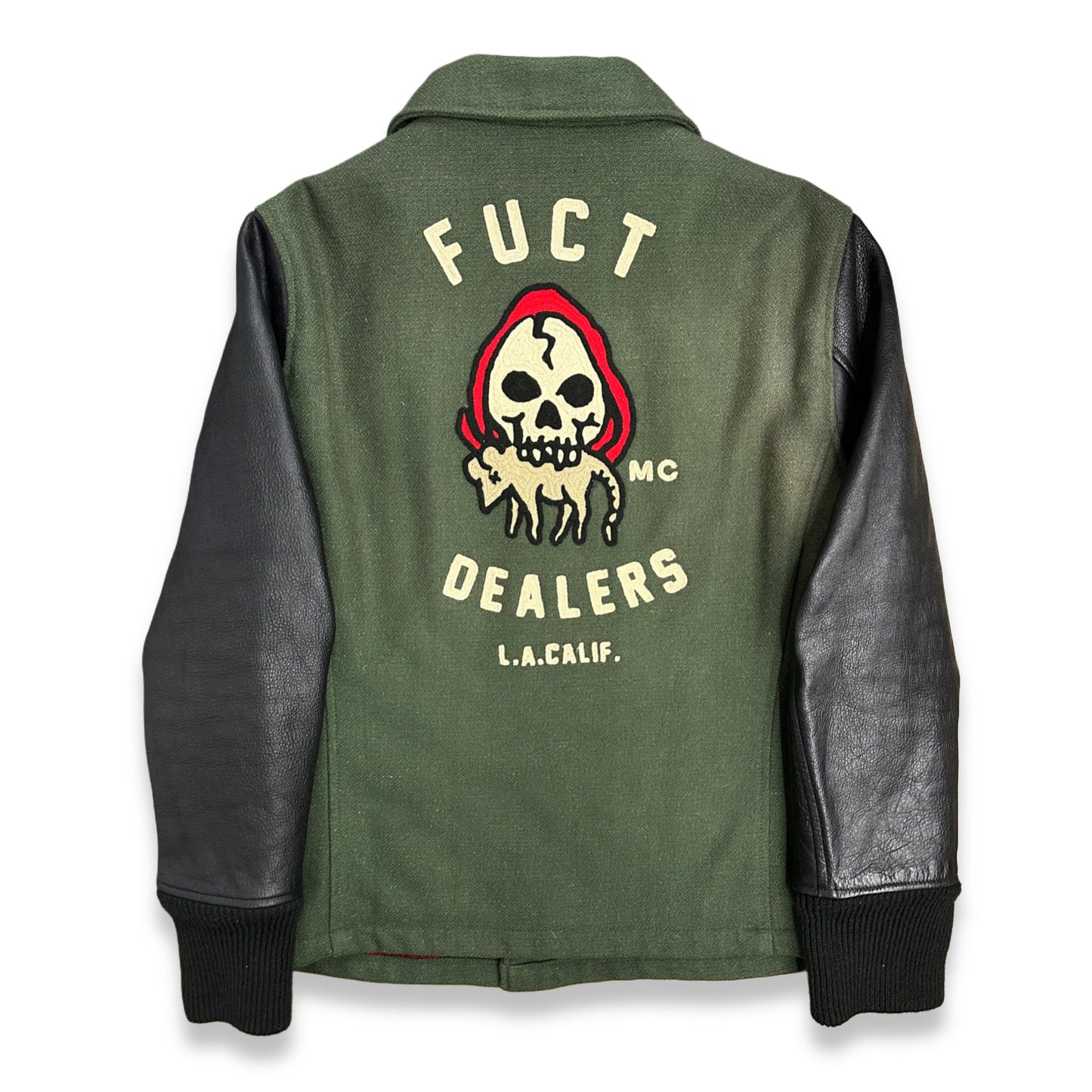 [XL] FUCT SSDD Wool Leather Varsity Jacket